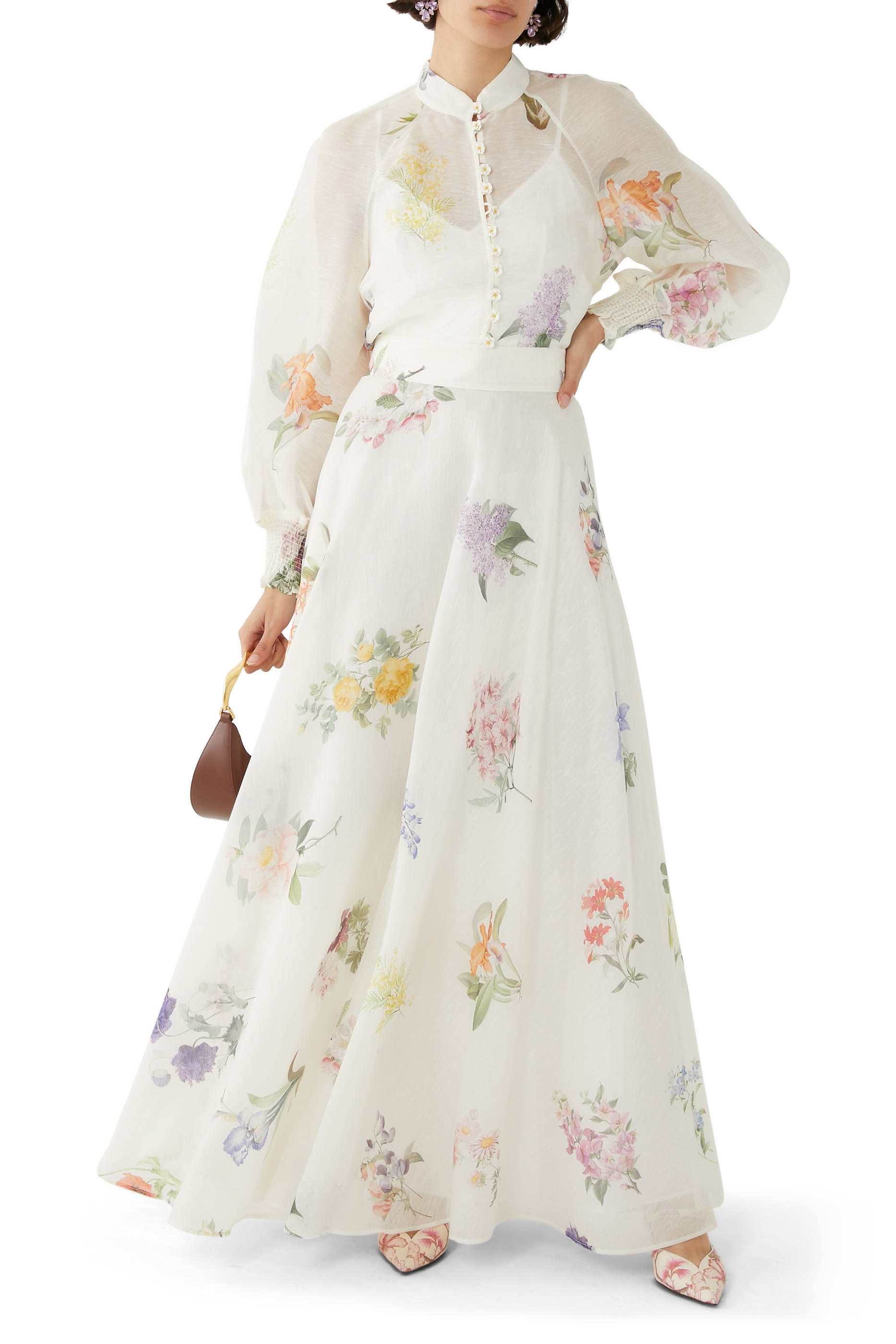 تنورة ناتورا طويلة بنقشة زهور