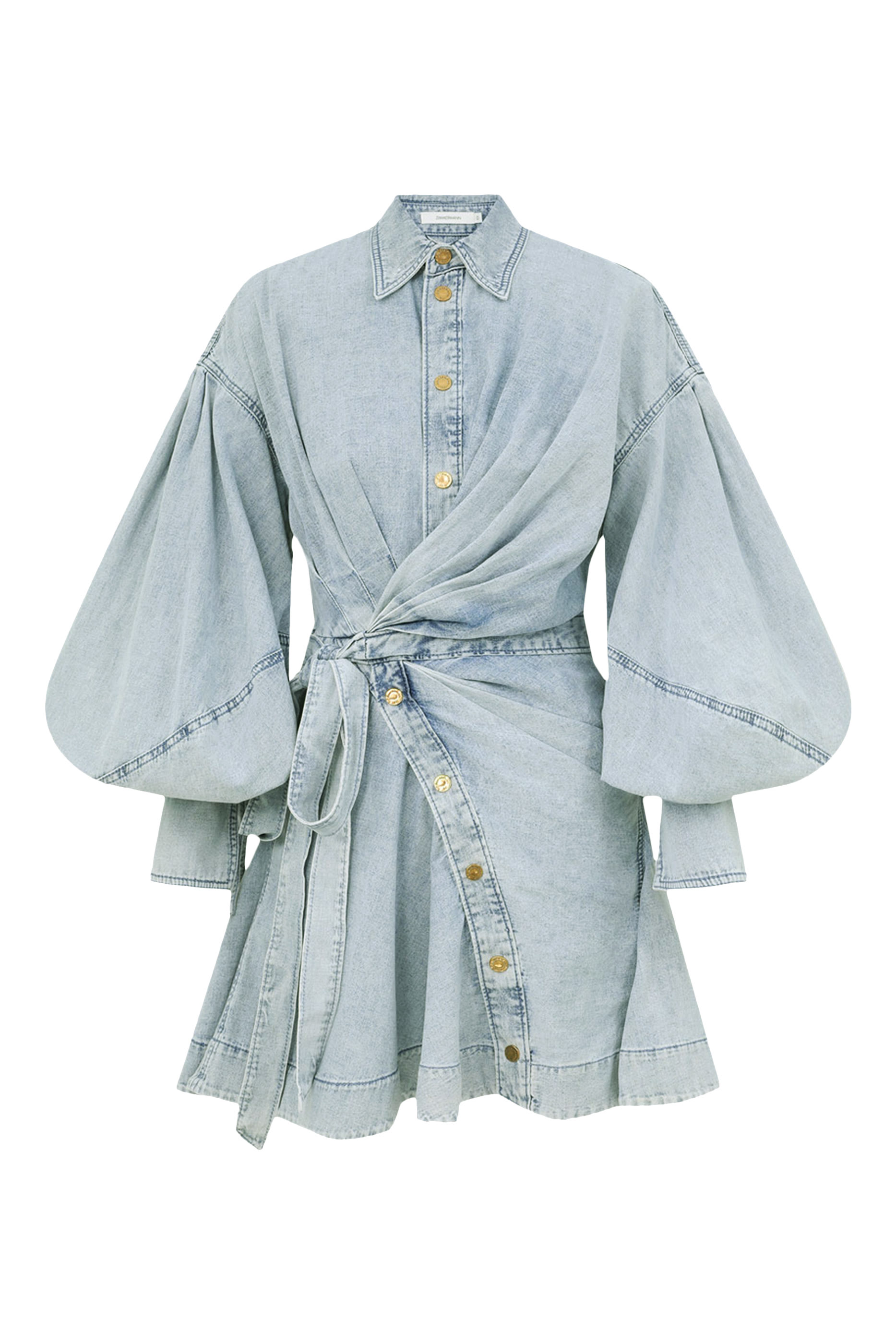 فستان ريبيليون قصير بتصميم ملفوف دنيم