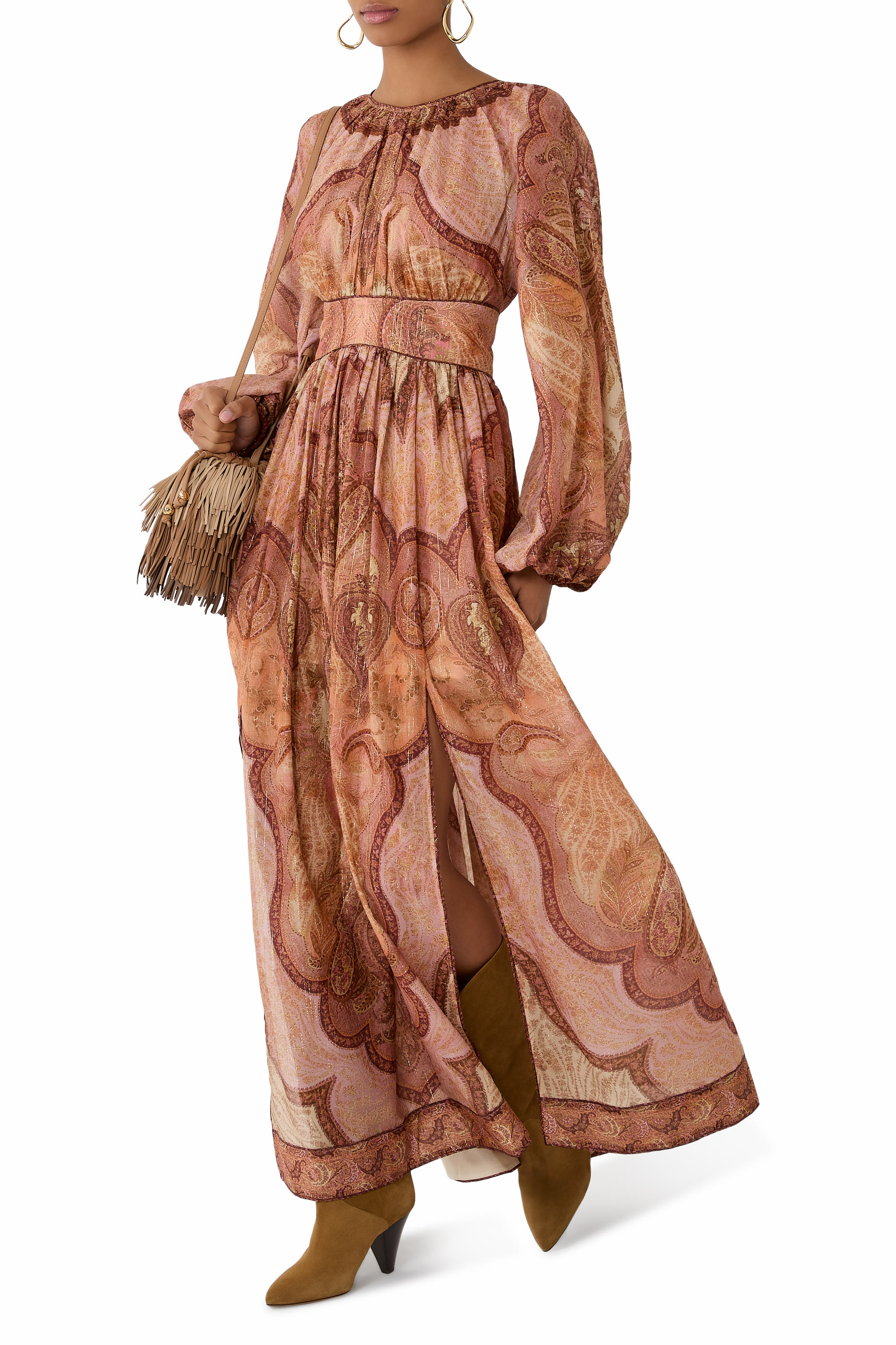 فستان واندر لاست متوسط الطول بأكمام طويلة