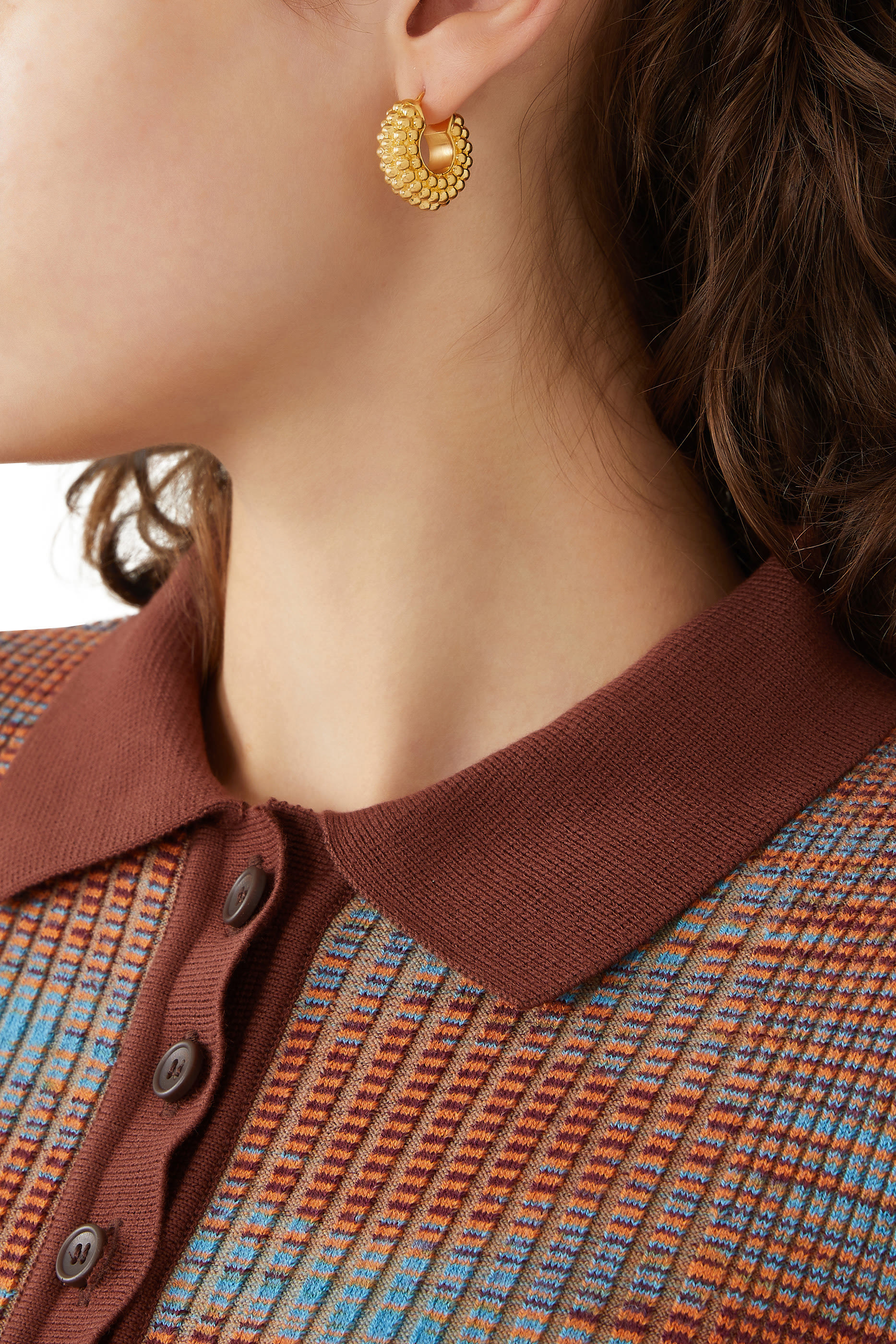 أقراط بايا دائرية نحاس مطلي بذهب عيار 18