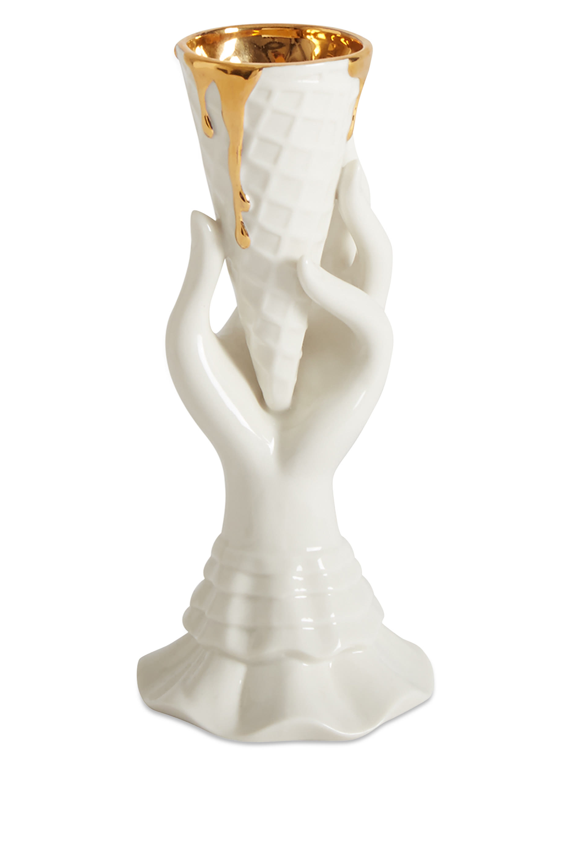 مزهرية آي-سكريم مطلية بالذهب