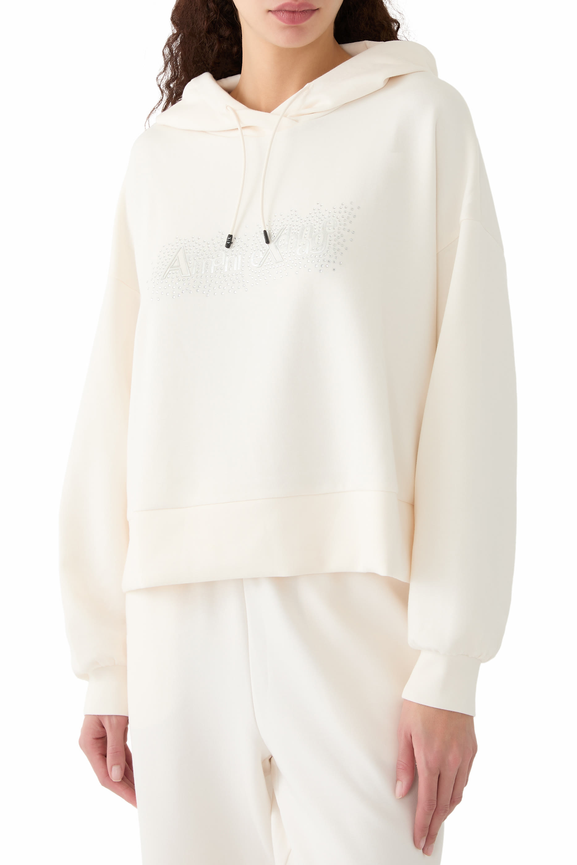 سويت شيرت بغطاء رأس وشعار الماركة