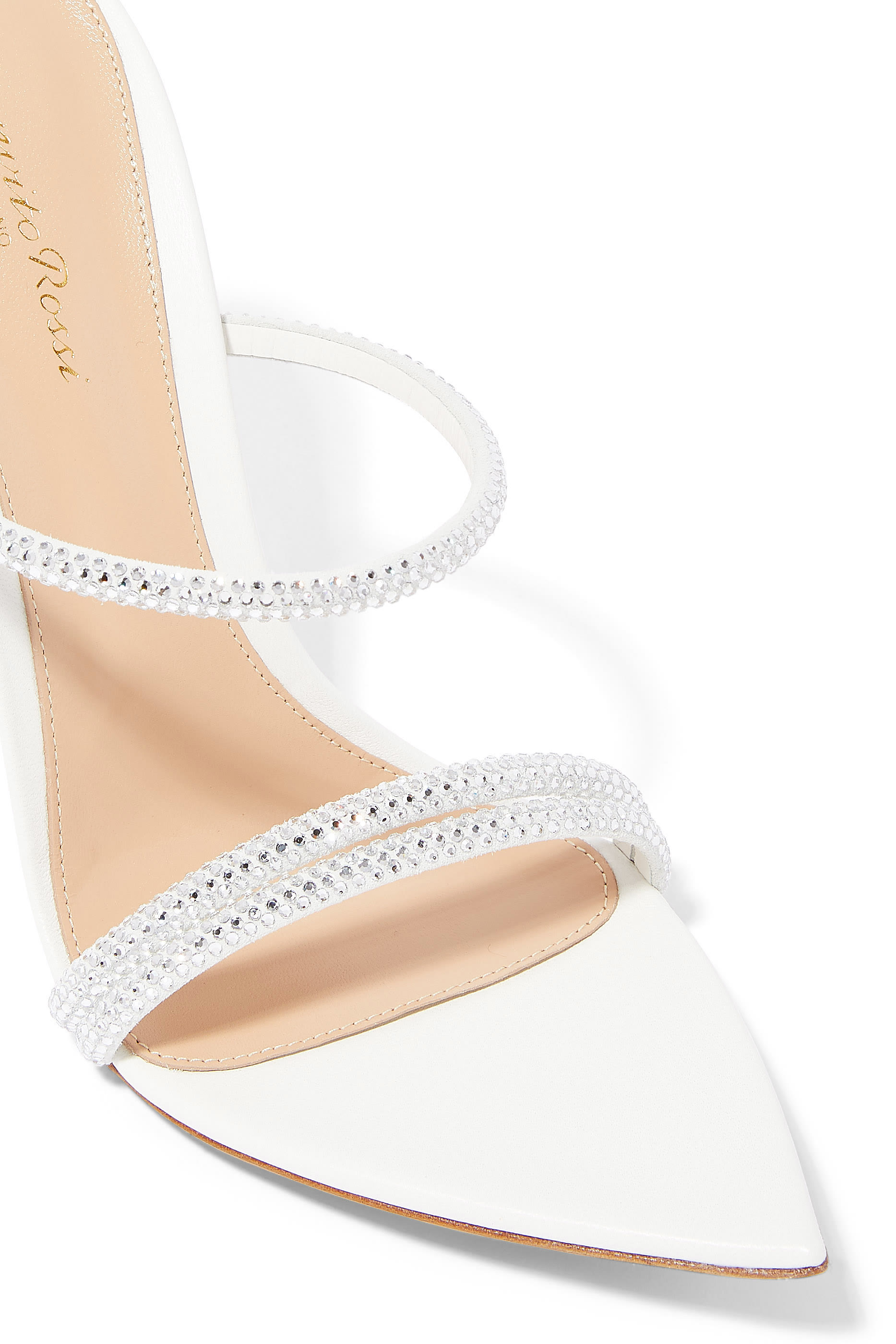 حذاء كان 105 مفتوح من الخلف بسيور مزوجة مرصعة بأحجار جلد