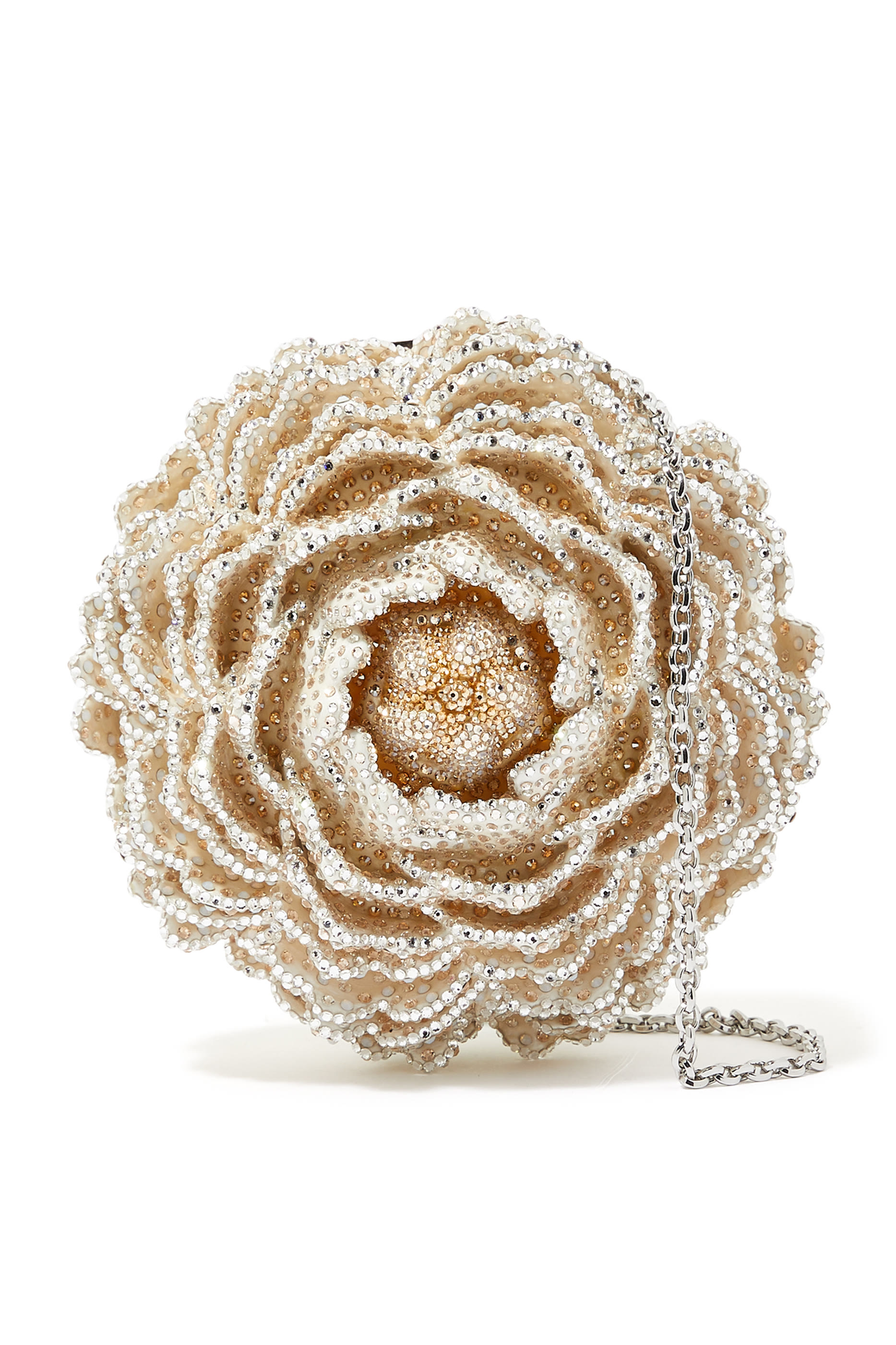 حقيبة يد بتصميم فاوانيا مرصعة بالكريستال