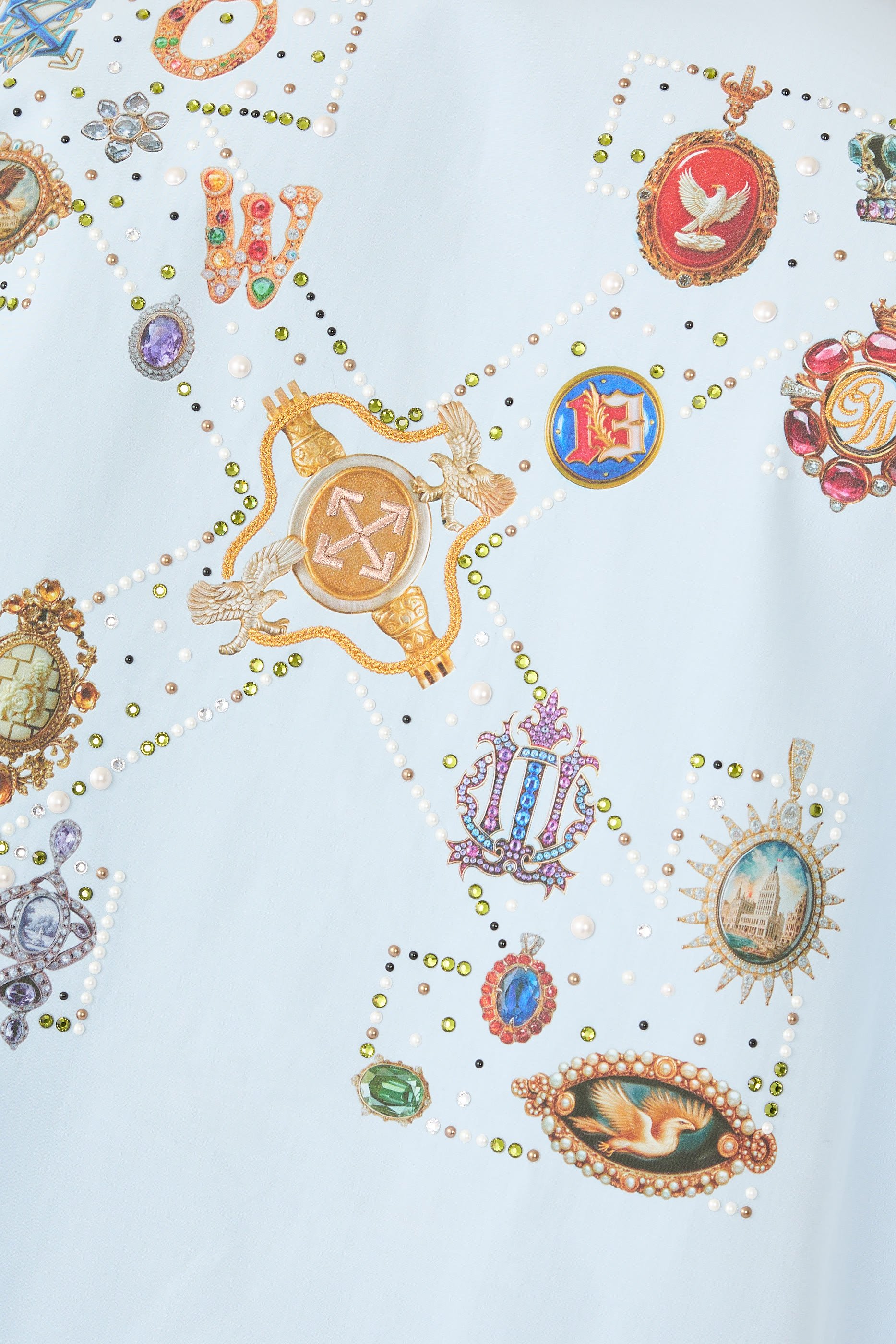 قميص بولينج بنقشة شعار الأسهم بأحجار بوبلين