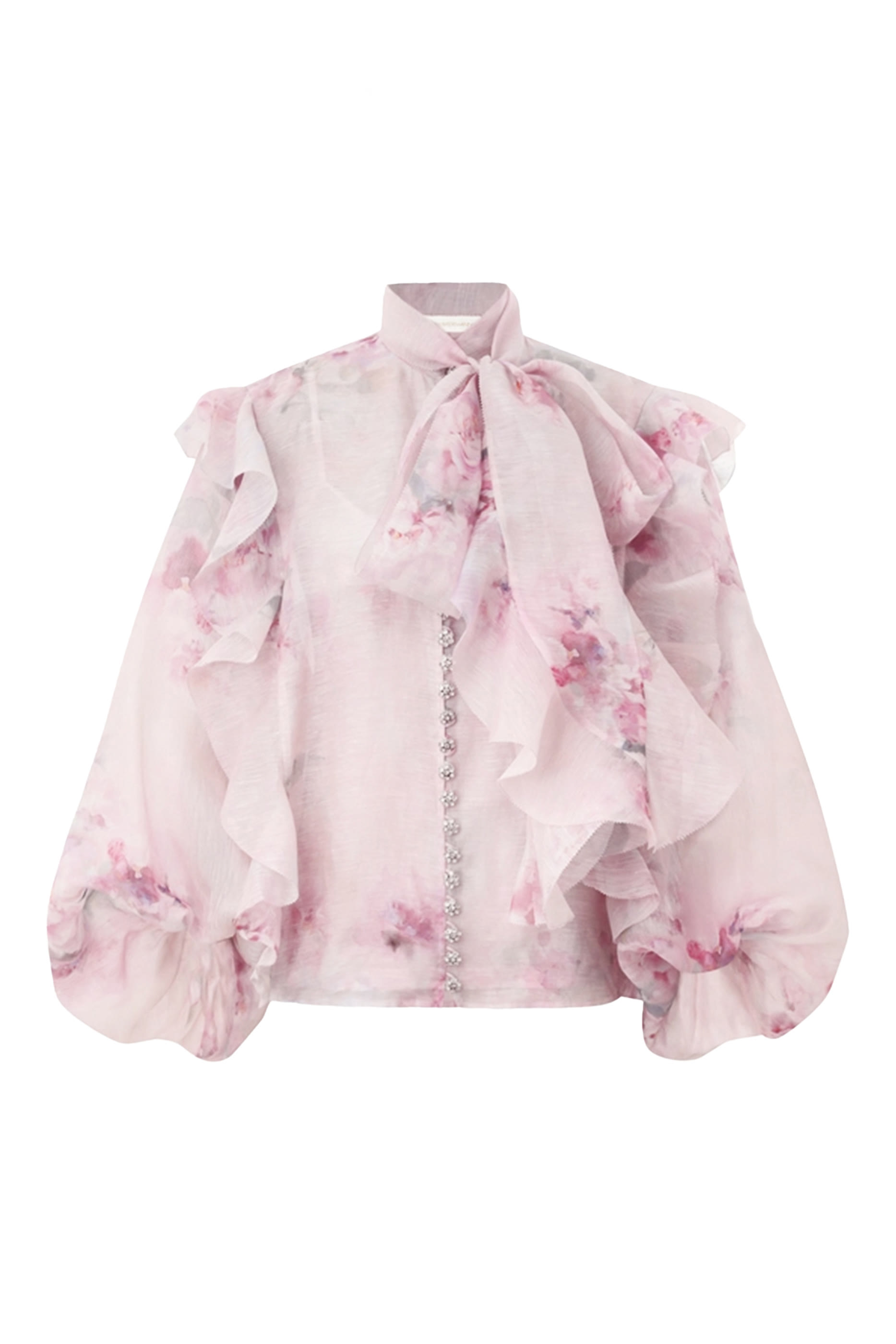 بلوزة كراش بكشكش ورباط على العنق