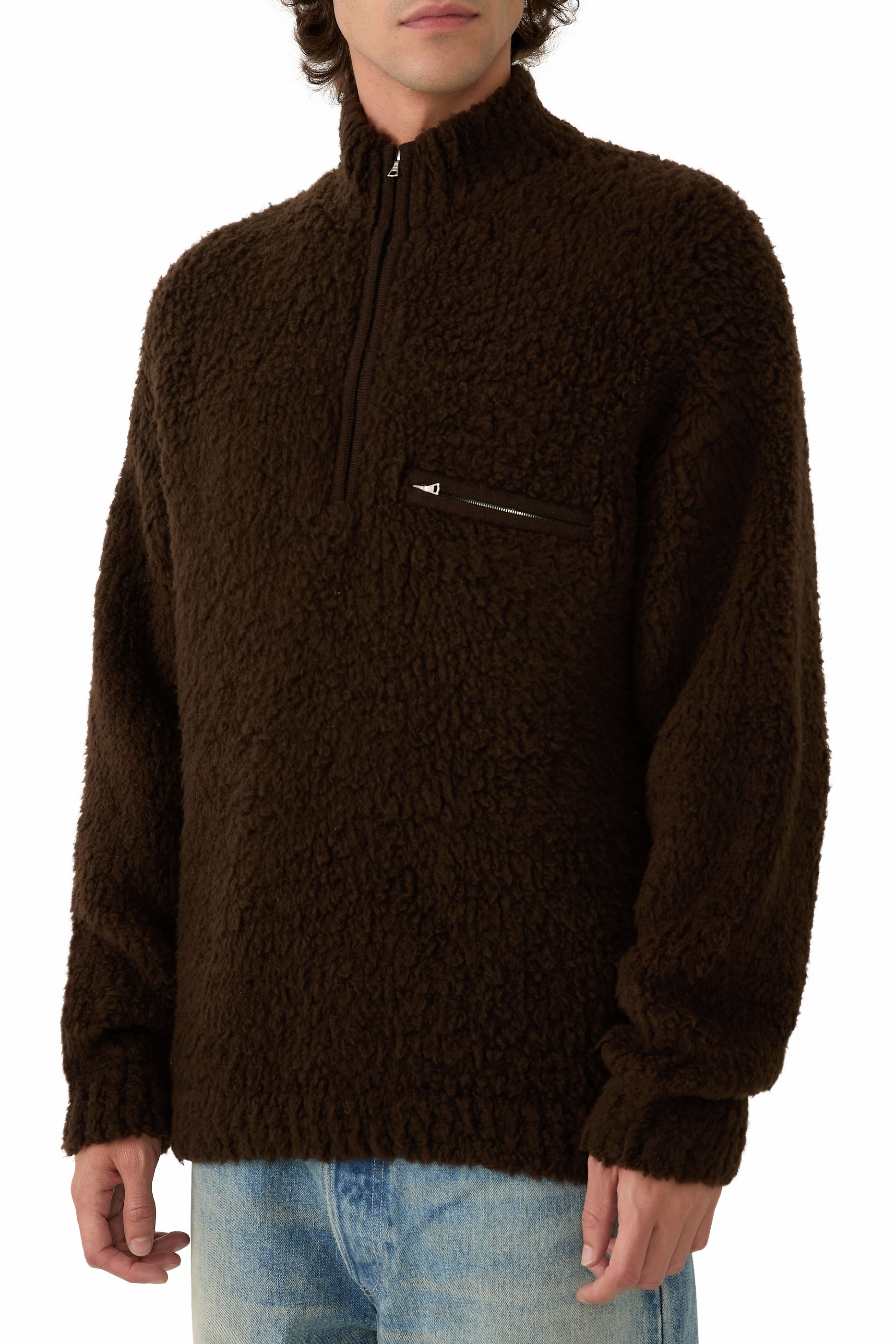 كنزة بوا بنصف سحاب صوف ميرينو 