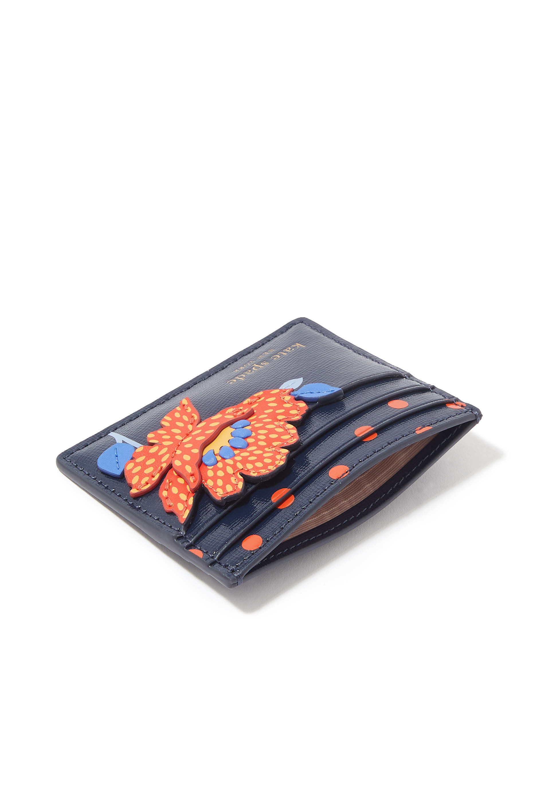 حافظة بطاقات دوتي بنقشة زهور جلد