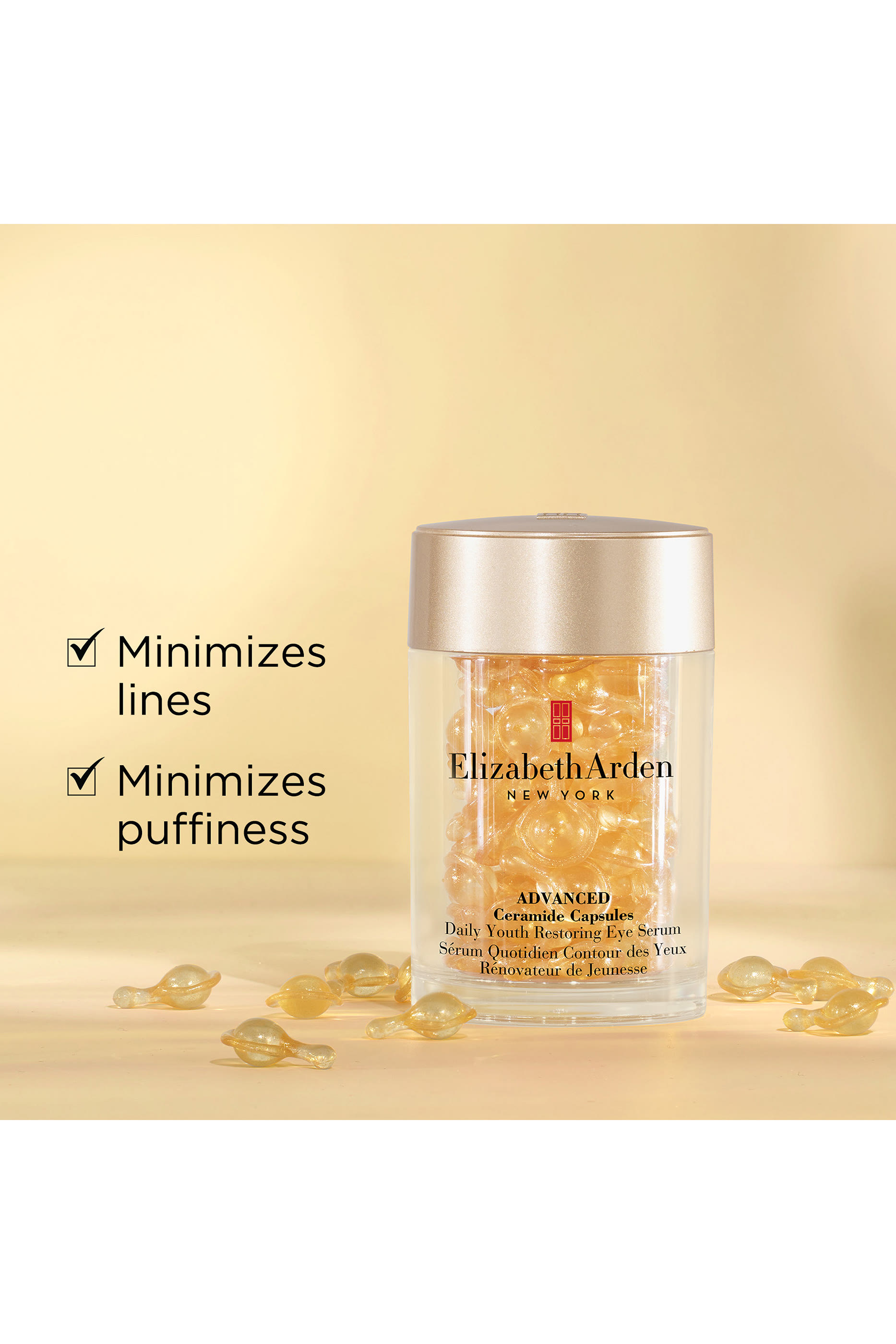 كبسولات سيراميد متطورة بسيروم يومي لاستعادة شباب بشرة العين، 60 كبسولة