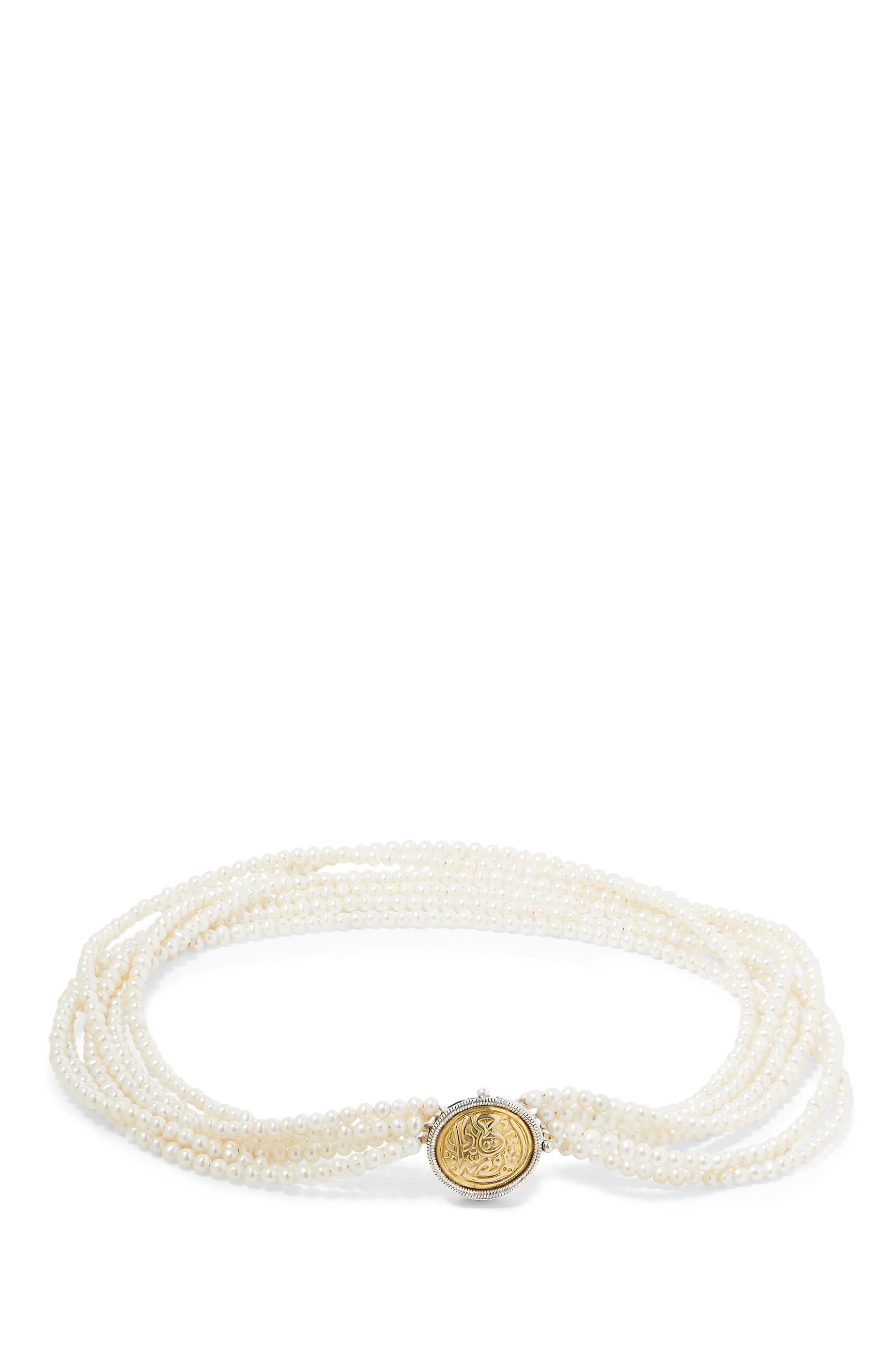 قلادة شي ايز ماي لوف ستوري مزينة باللؤلؤ، فضة إسترلينية وذهب أصفر عيار 18