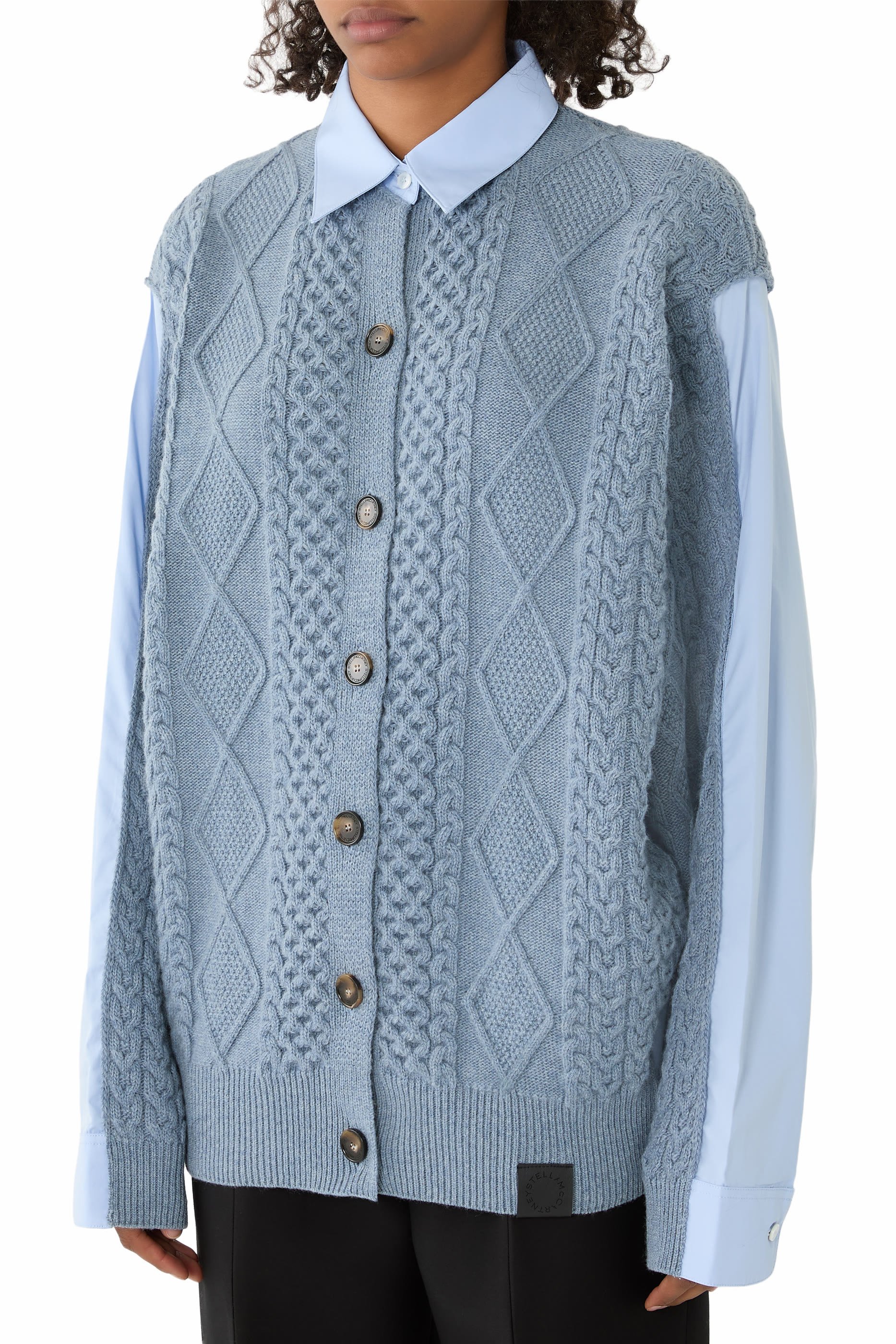 كارديجان منسوج بنمط قميص خامات متنوعة