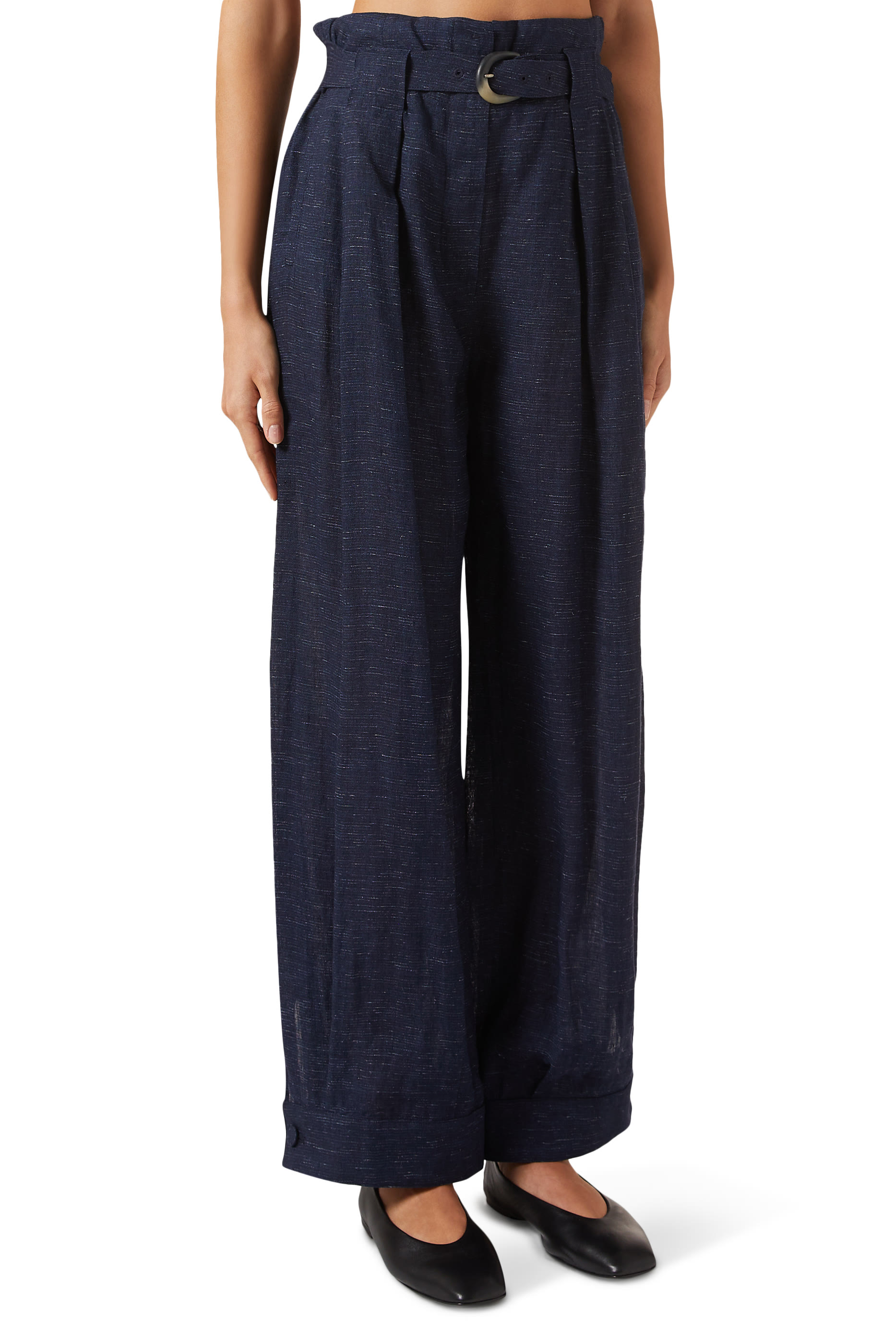 بنطال بقصة ساق مستقيمة وحزام