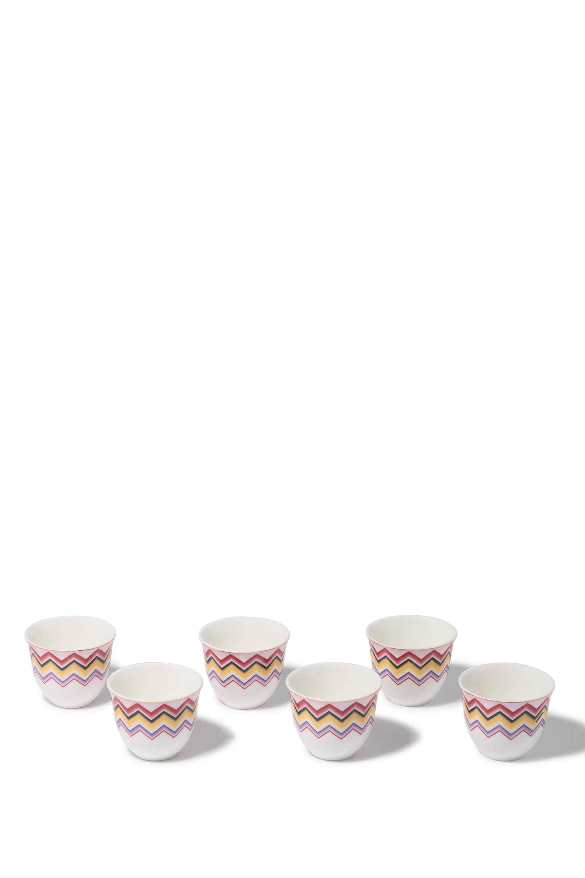 طقم فناجين مراكش بنقشة خطوط متعرجة، 6 قطع