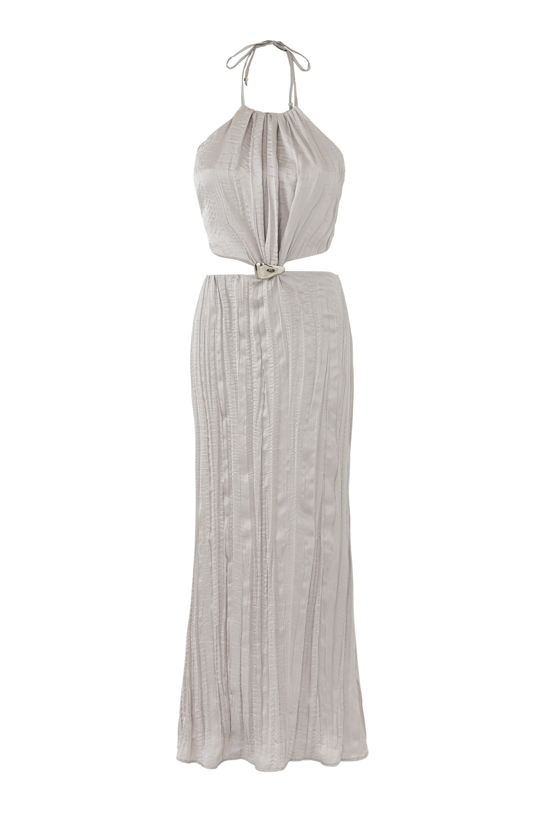 فستان ليكسي طويل لامع بفتحات