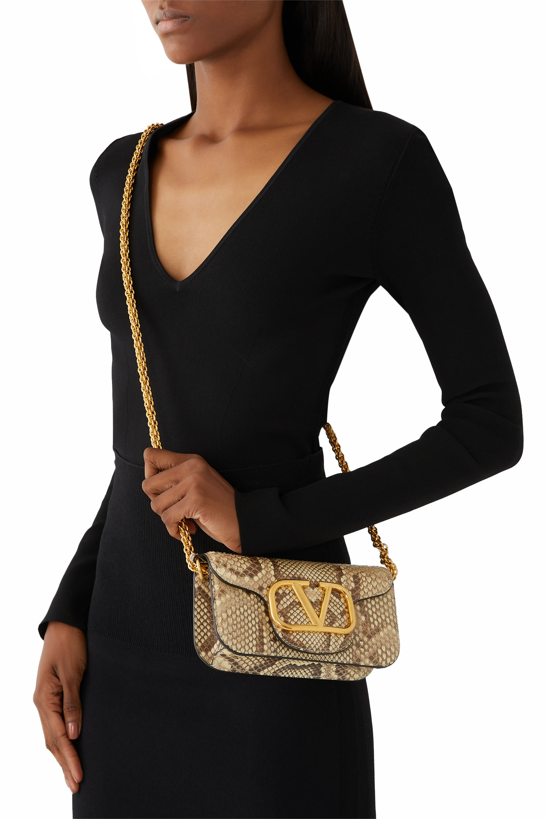 حقيبة كتف لوكو بنقشة جلد أفعى