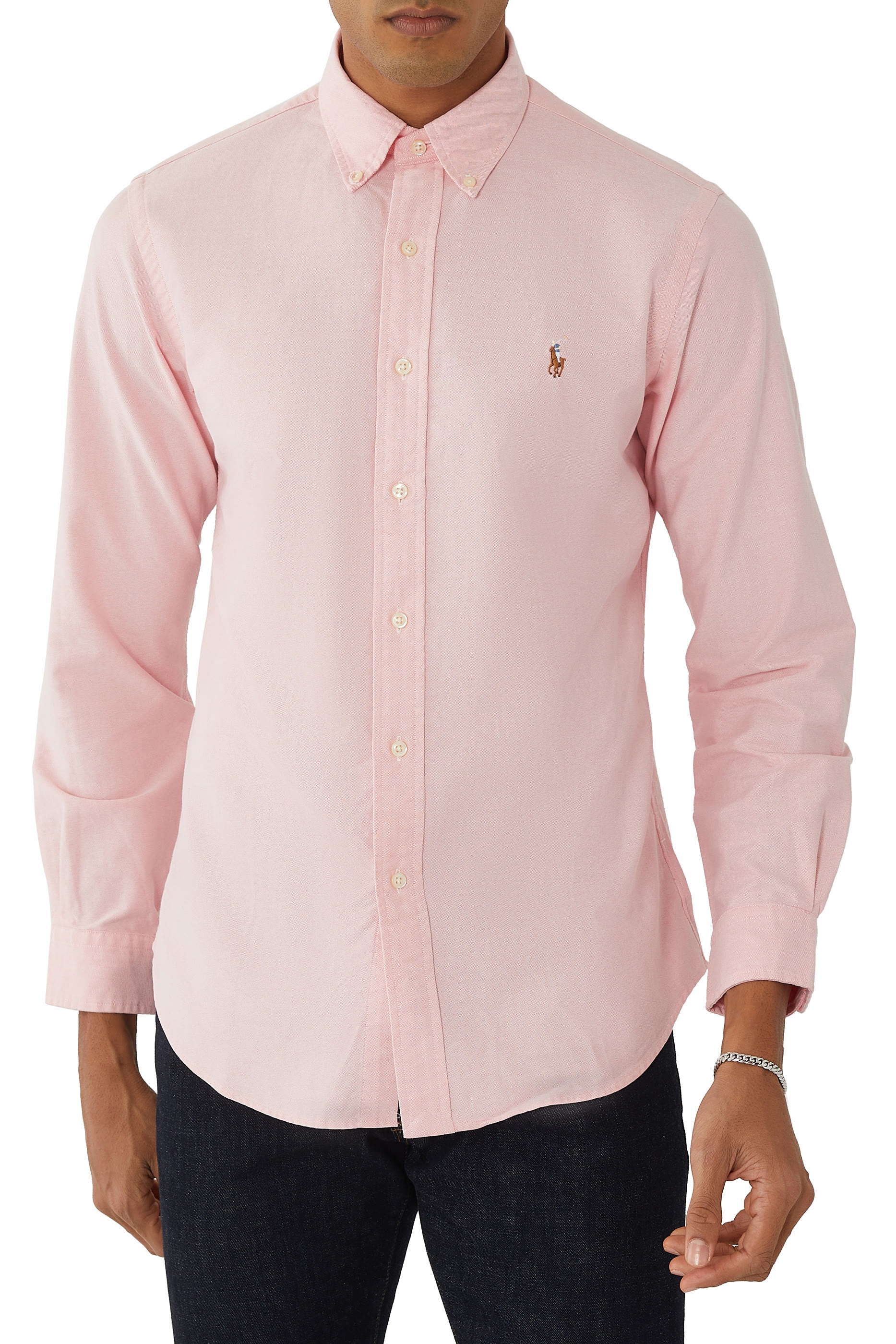 قميص قطن مطرز بشعار الماركة