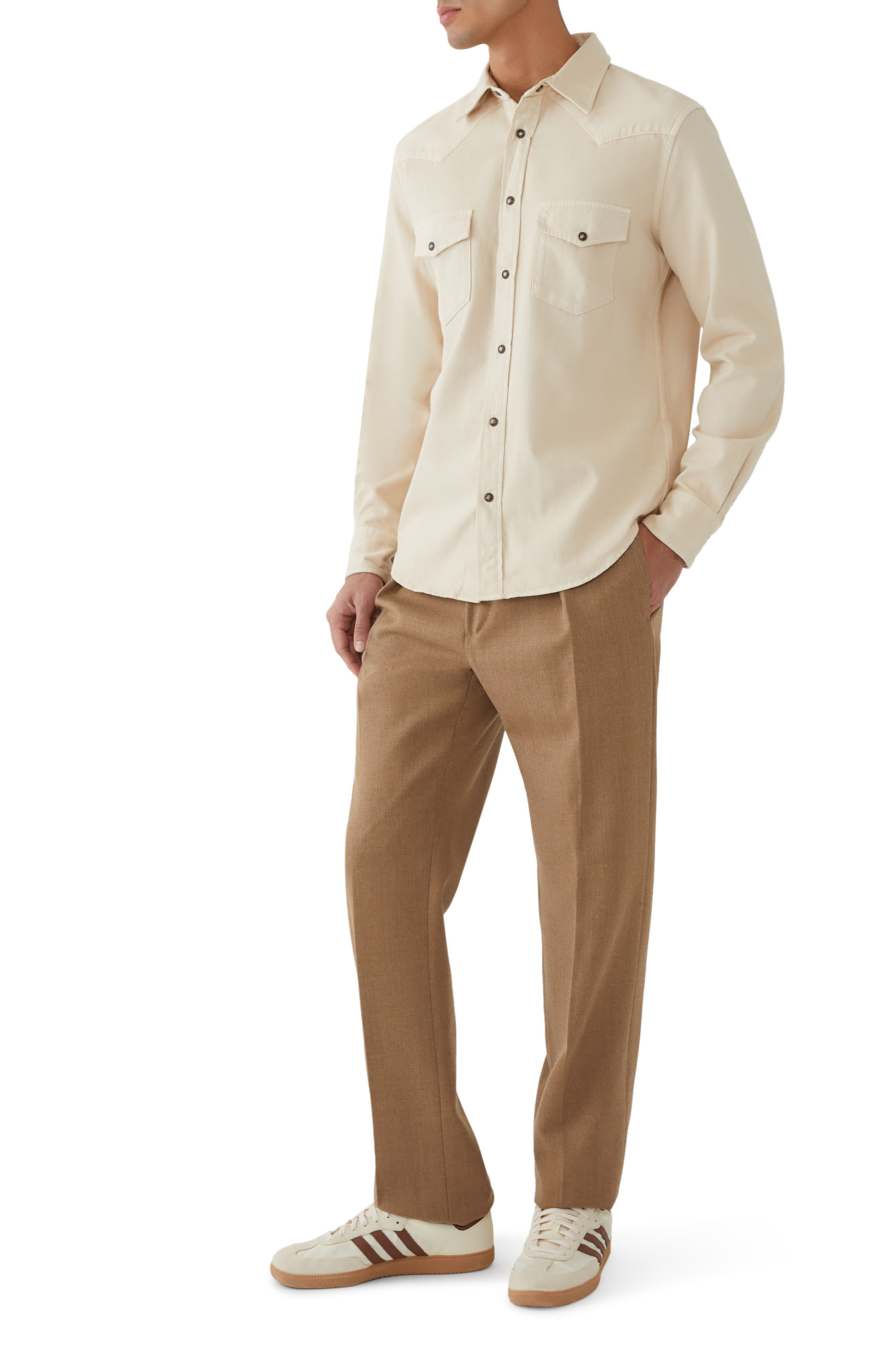 قميص ويسترن قماش قطن مخملي مضلع