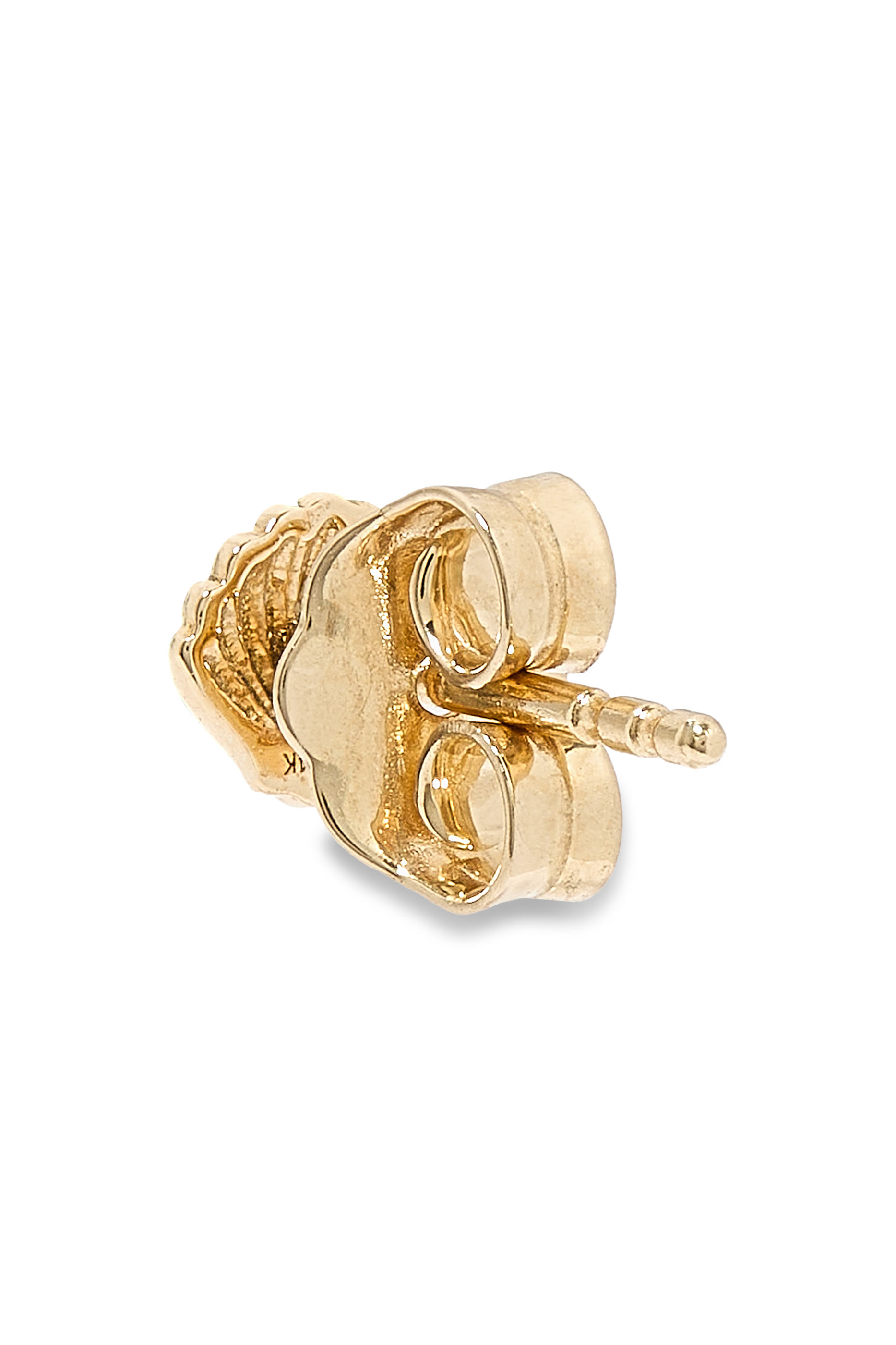 أقراط للأطفال بتصميم صدفة صغيرة مرصعة بالماس، ذهب أصفر عيار 14