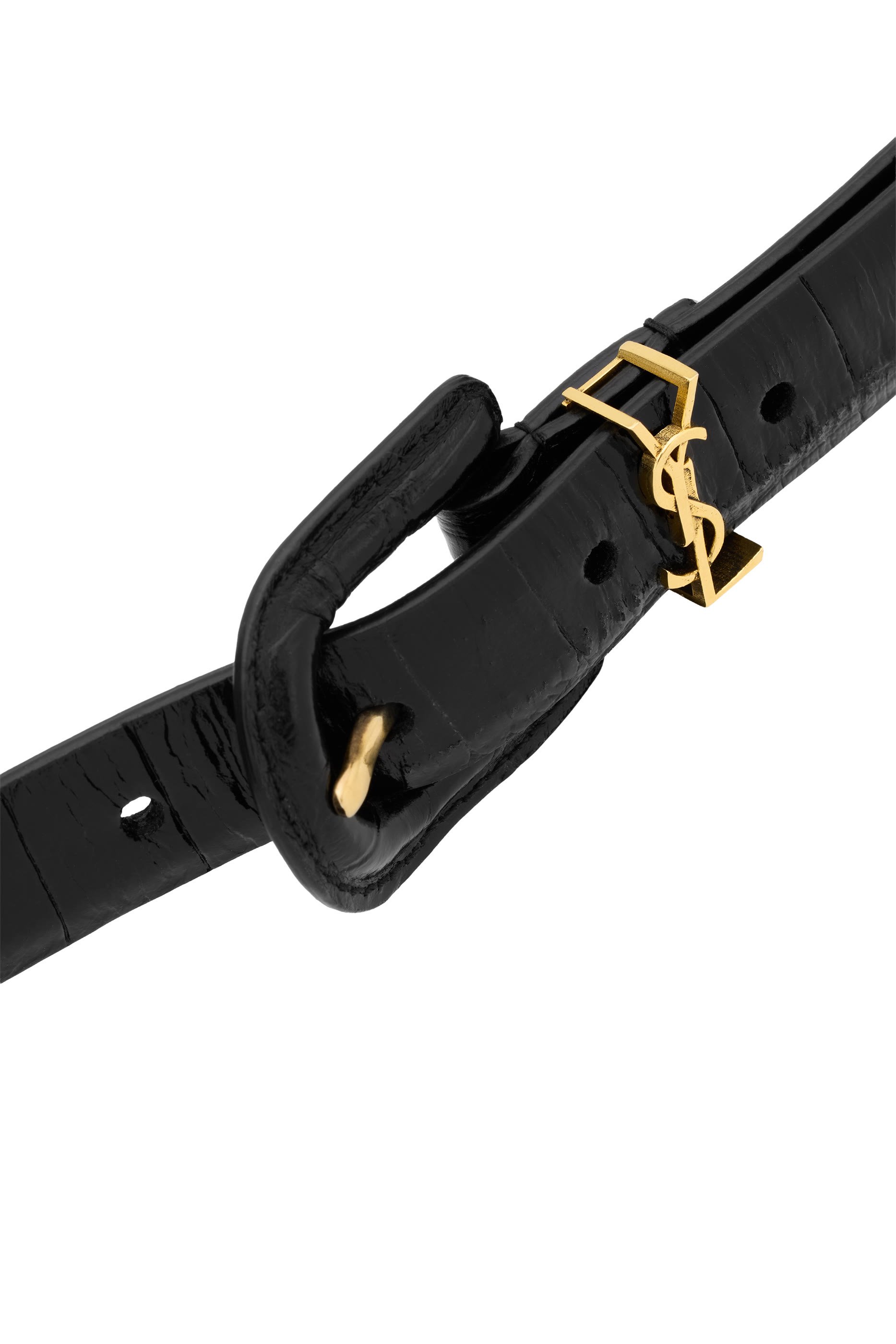 حزام رفيع بشعار كاسندر وإبزيم مغلف على شكل حرف U