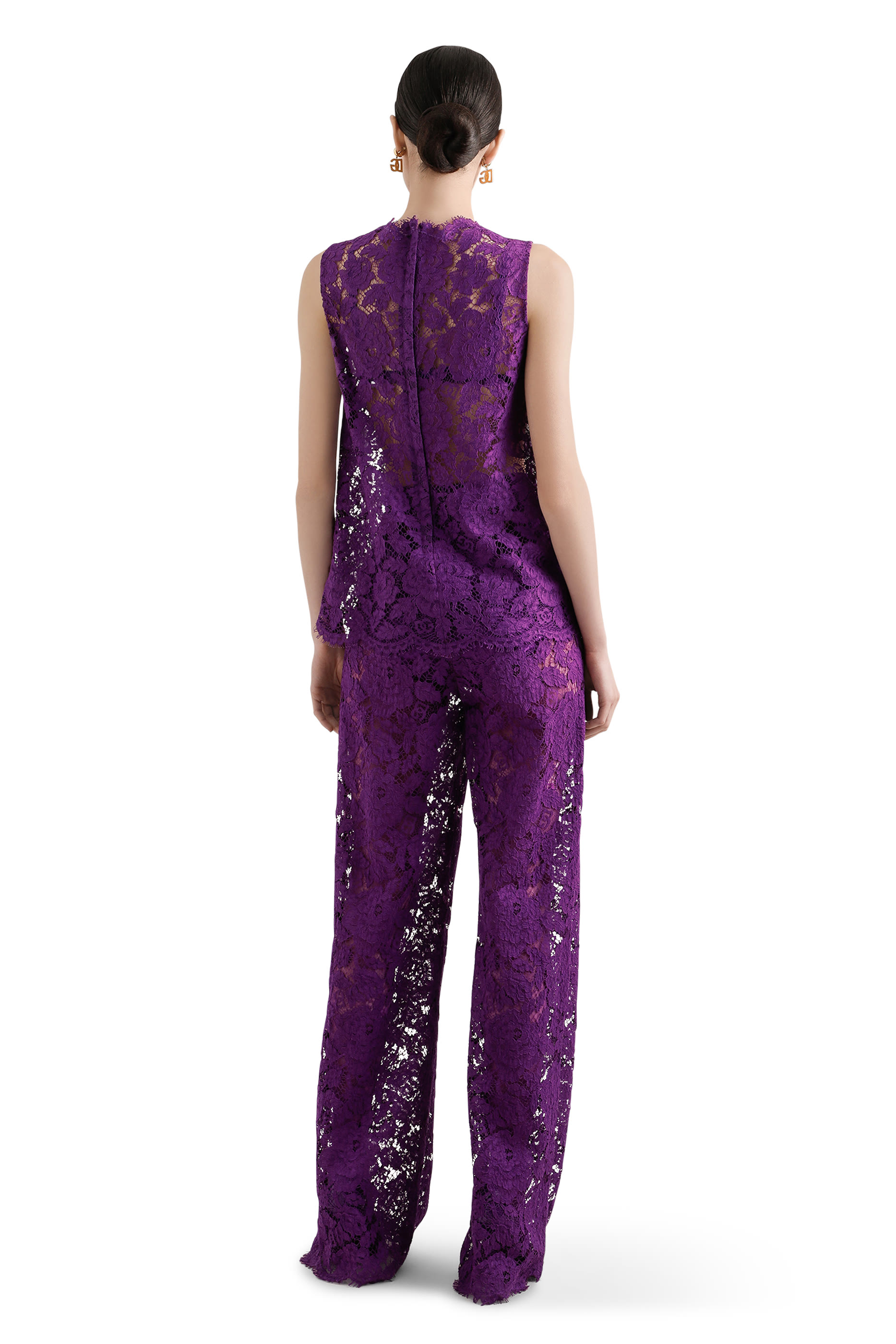 بنطال بقصة واسعة بتطريززهور دانتيل كوردونيتو