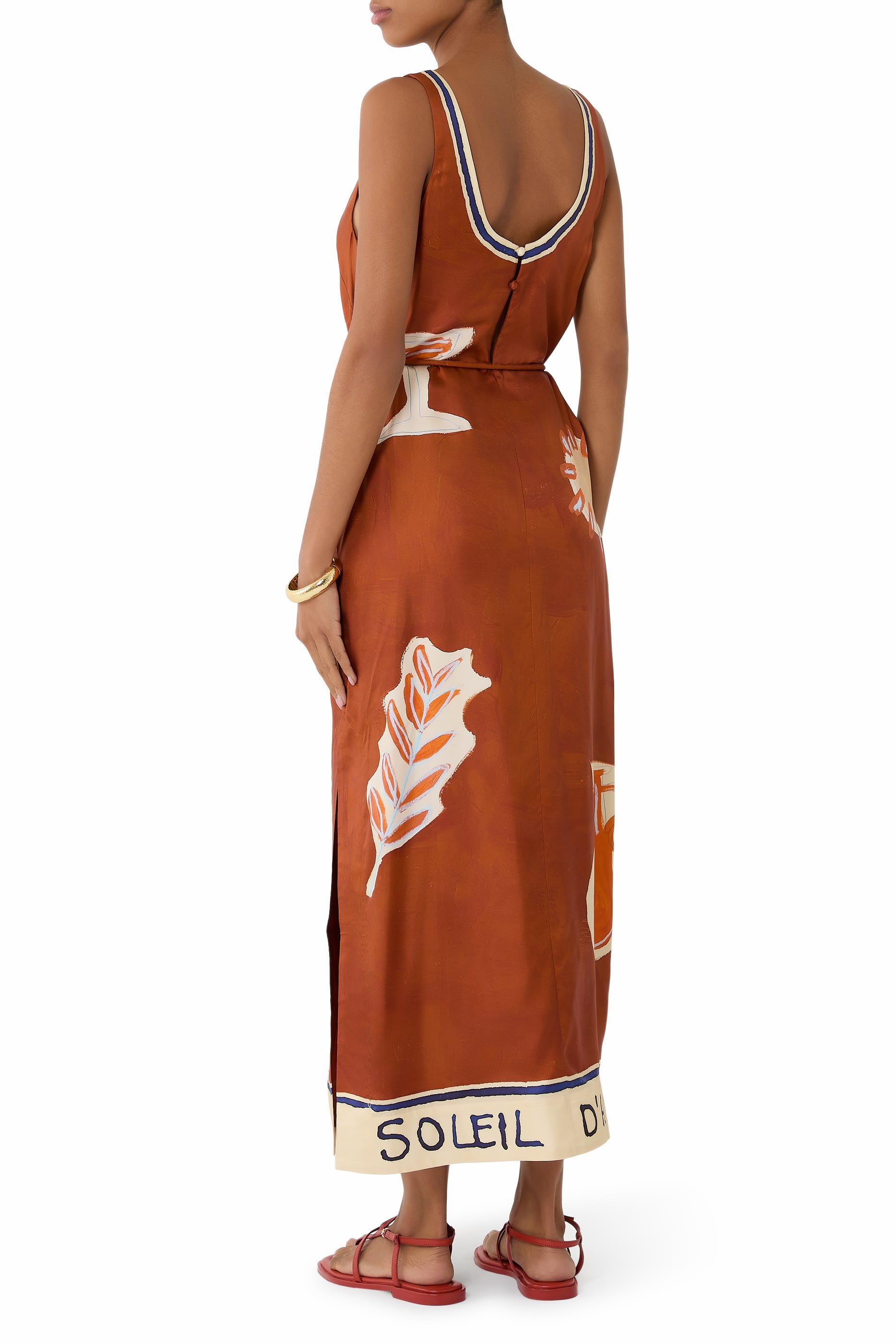 فستان سولاي دامور متوسط ​​الطول حرير