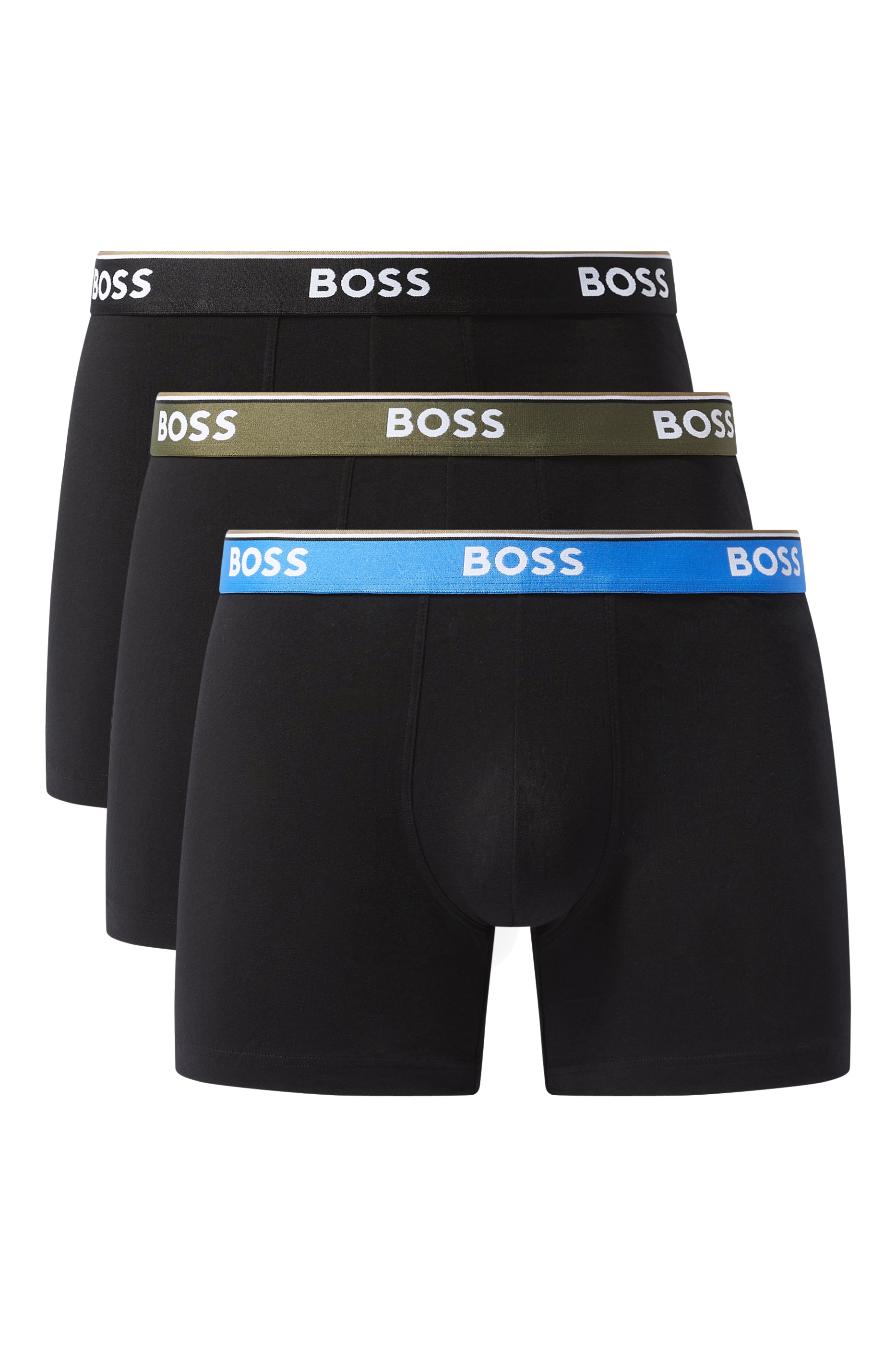 طقم بوكسر قطن بشعار الماركة، 3 قطع