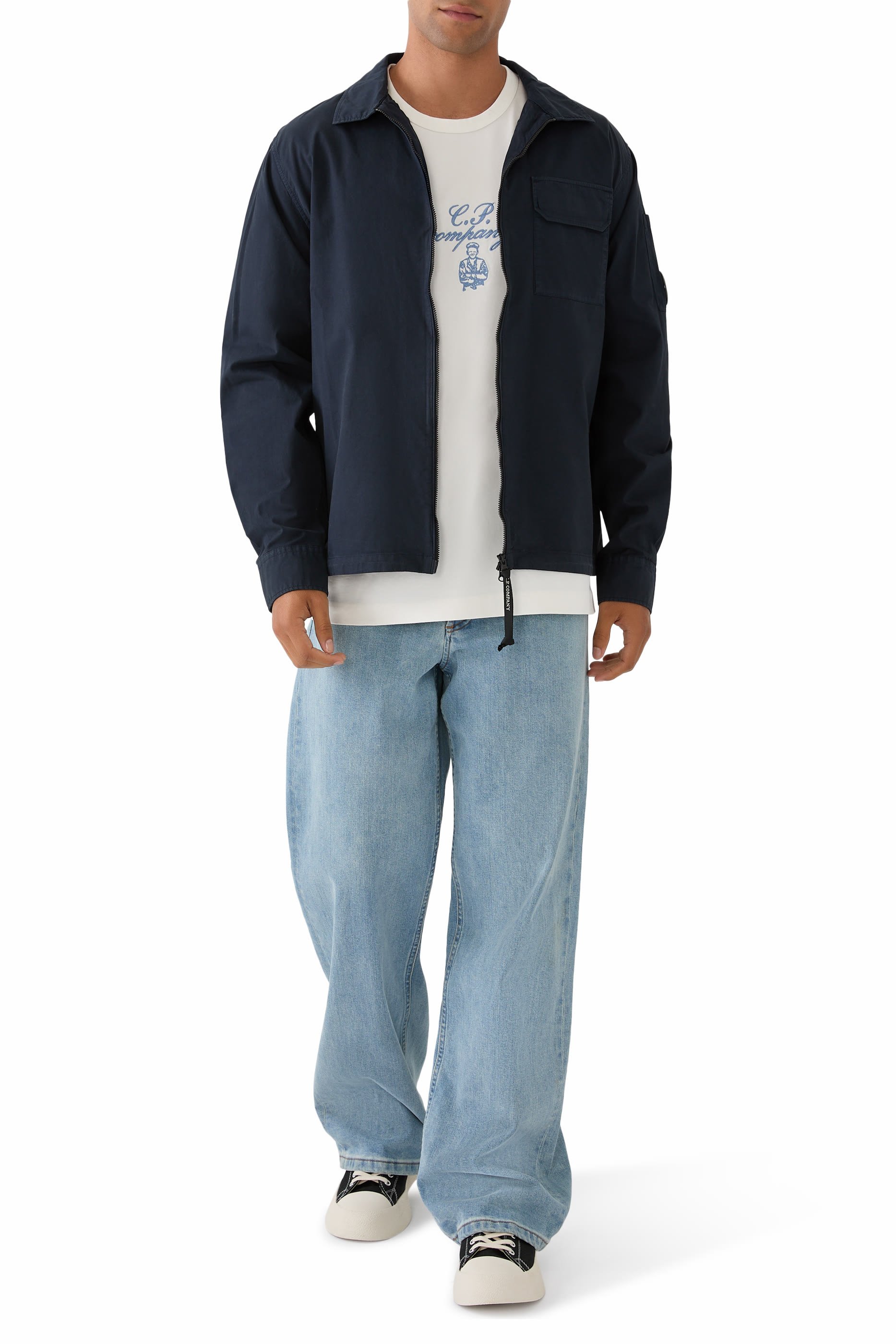 قميص بتصميم جاكيت وسحاب كامل غبردين عضوي