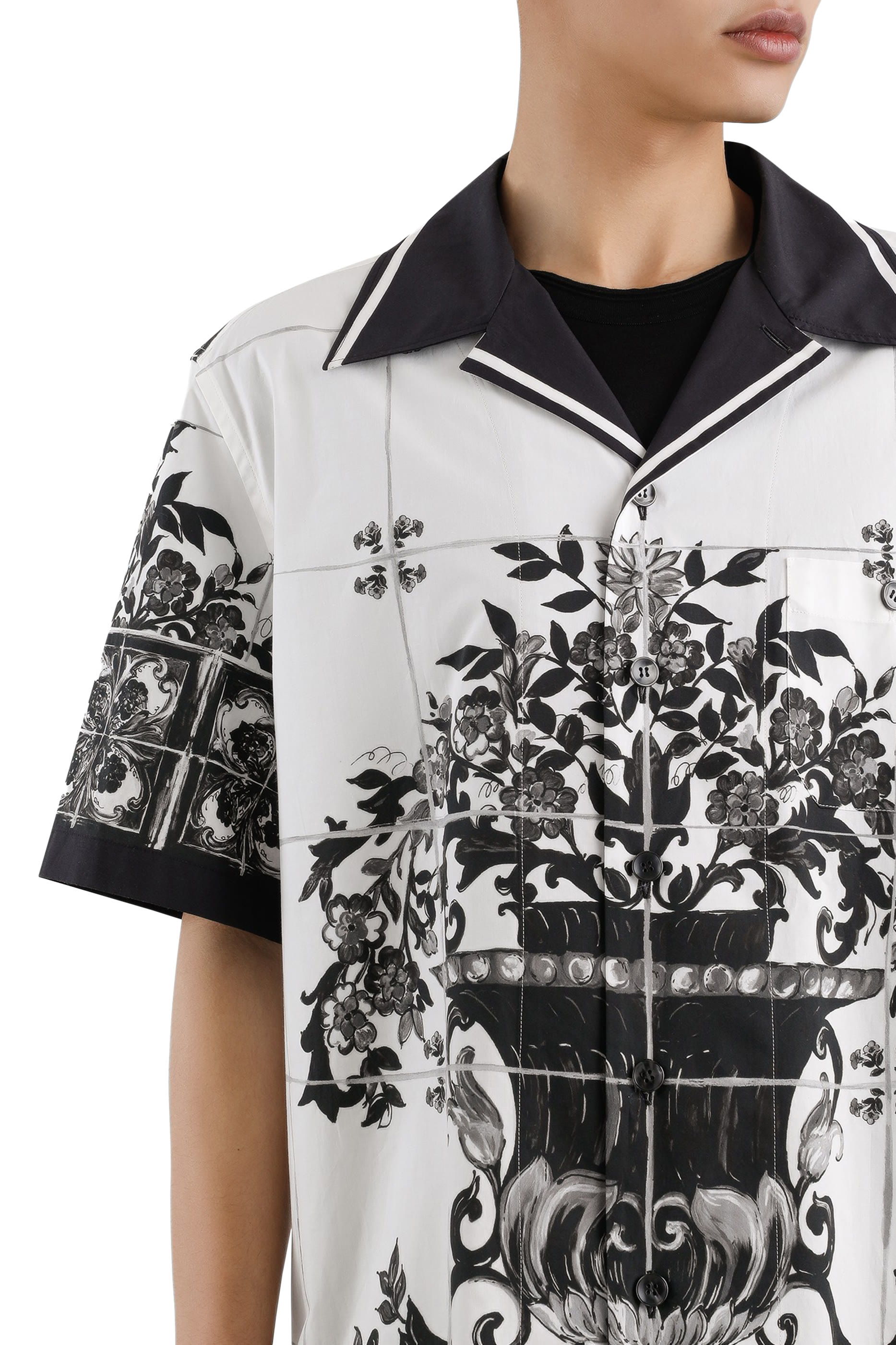 قميص هاواي بطبعة مايوليكا بوبلين