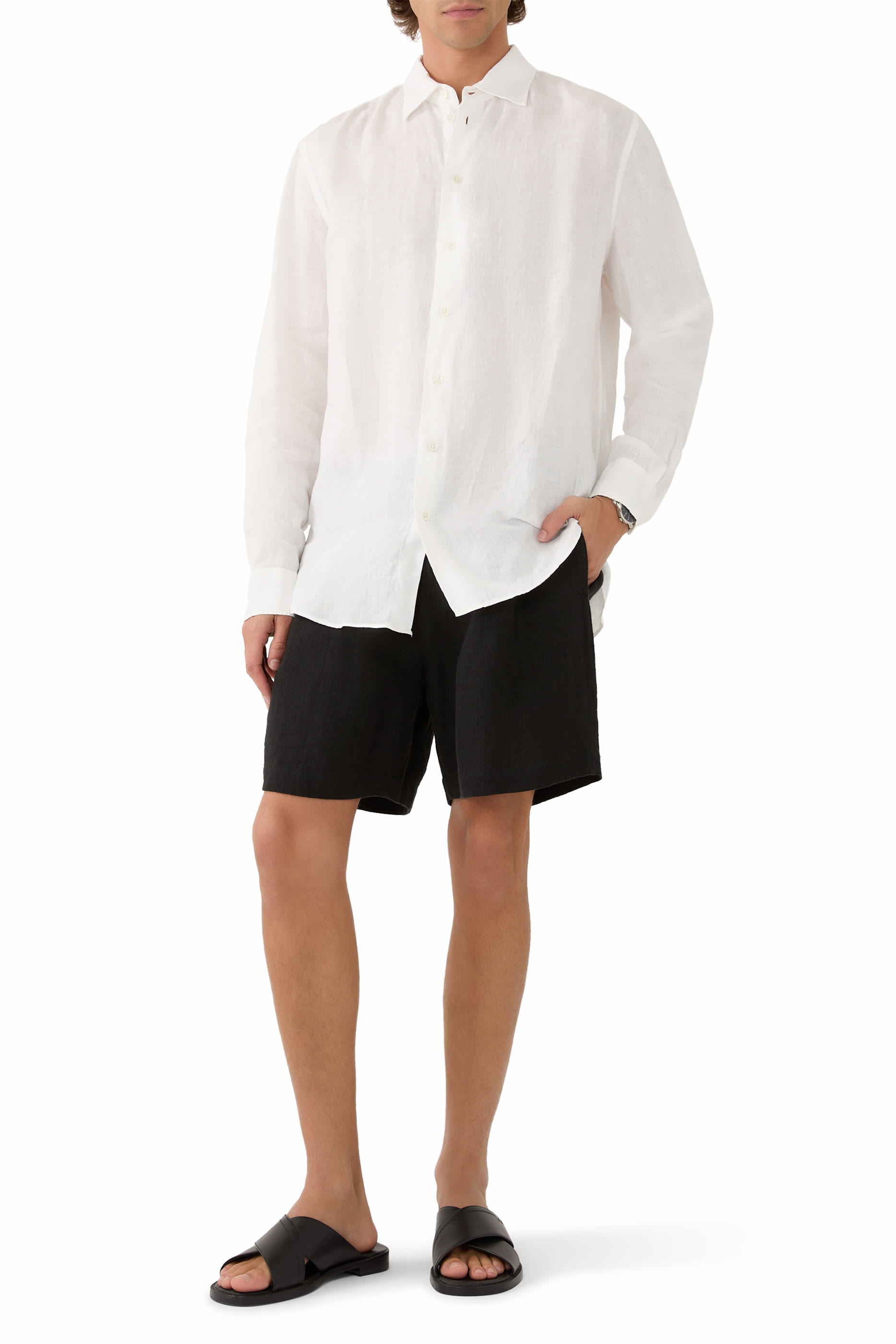 قميص بأكمام طويلة كتان