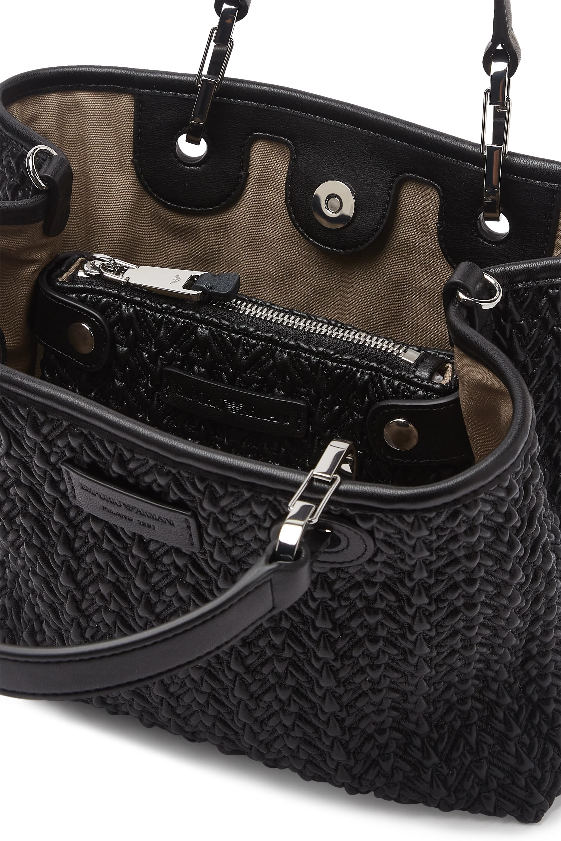 حقيبة يد ماي اي ايه صغيرة جلد بتفاصيل متداخلة