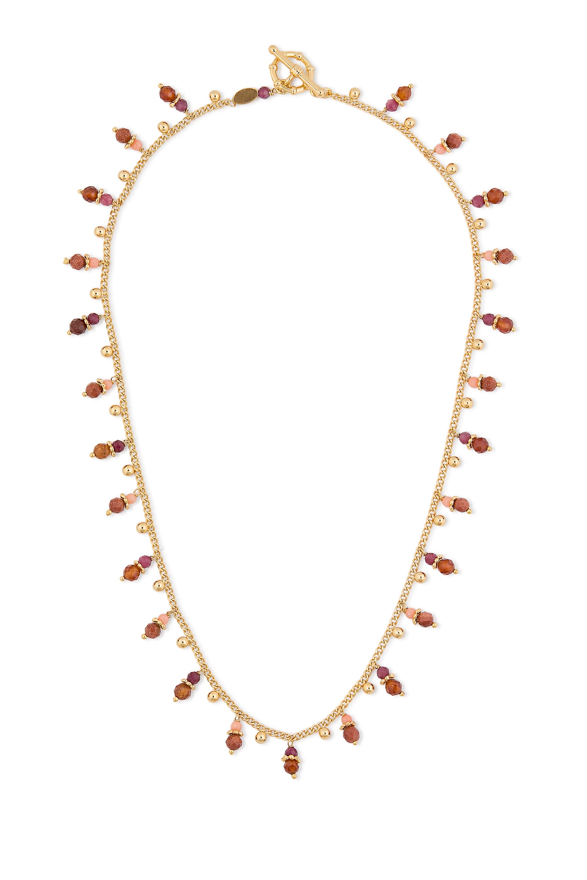 قلادة رقبة تانغرين مزينة بلؤلؤ، معدن مطلي بالذهب