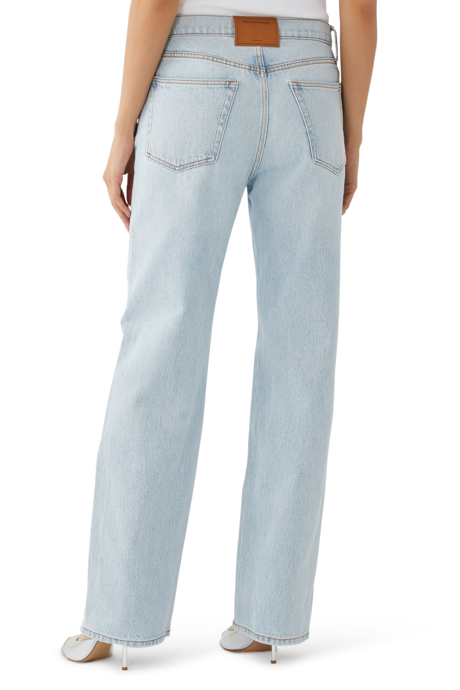 بنطال جينز إز بفتحات بشعار الماركة دينم