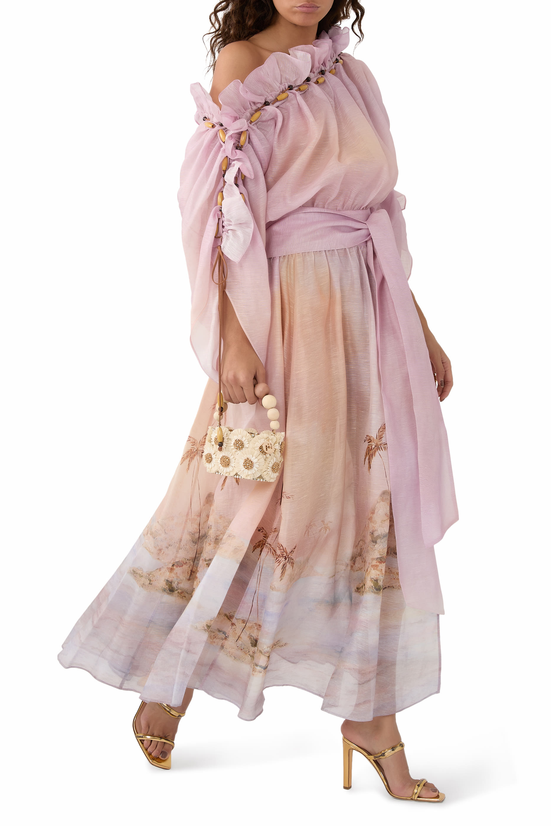 فستان دونينج طويل بكشكش