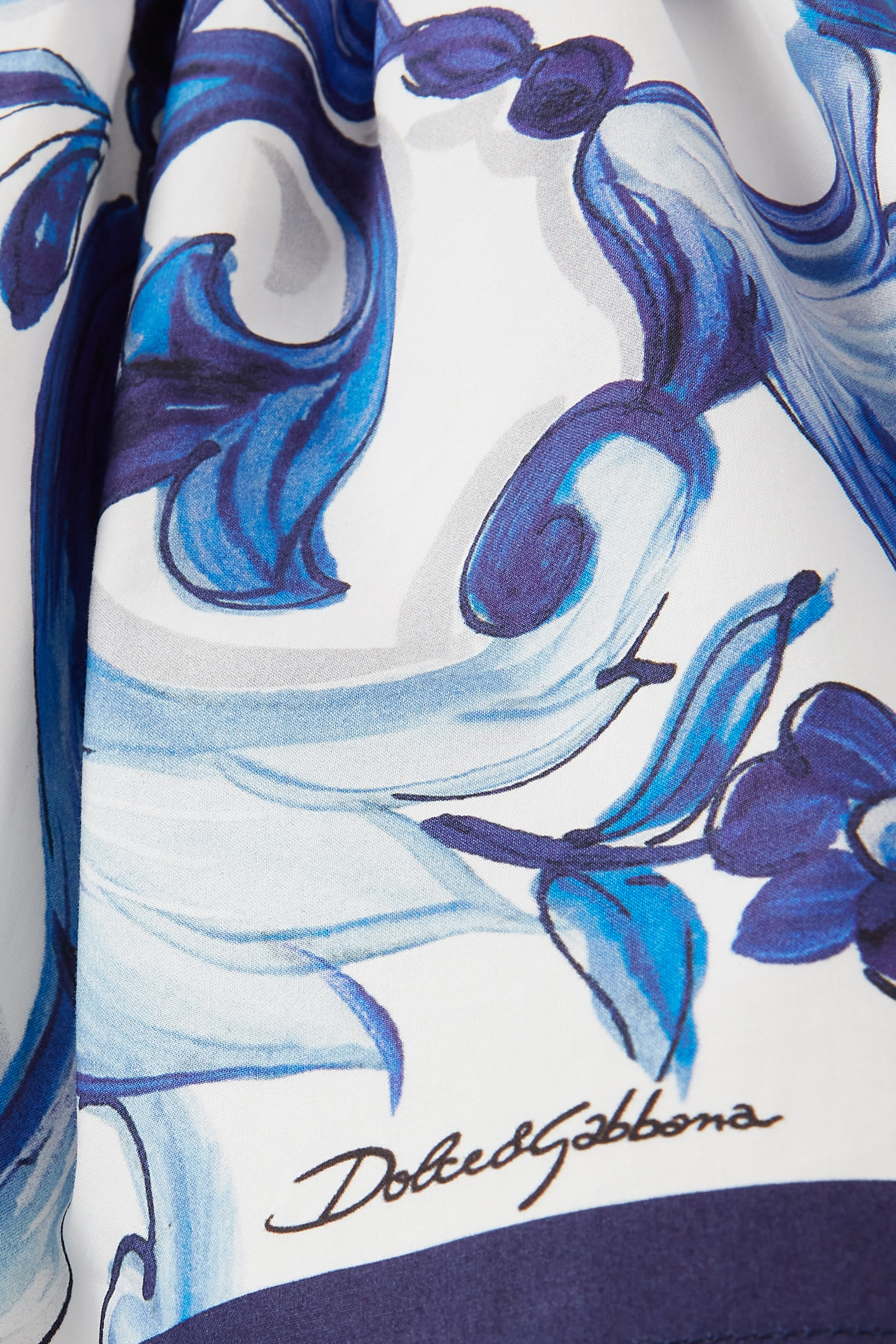 تنورة متوسطة الطول للأطفال بطيات وطبعة ماجوليكا قطن بوبلين