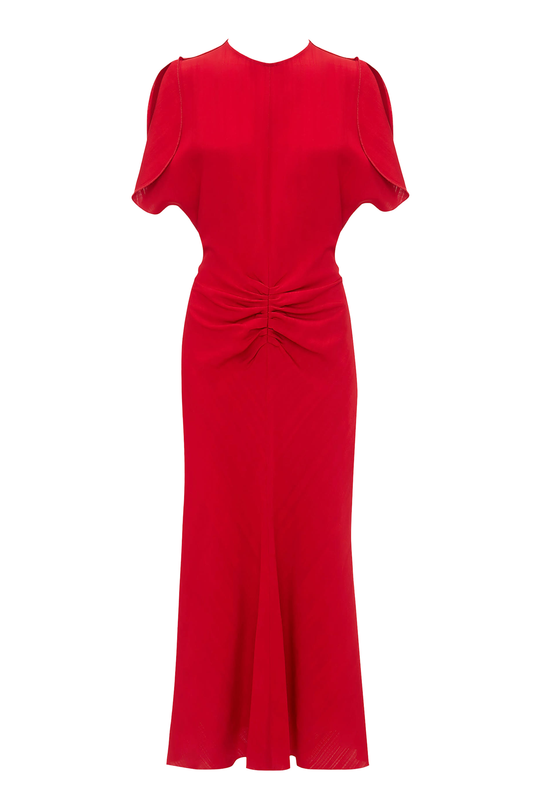 فستان متوسط الطول بخصر مكشكش