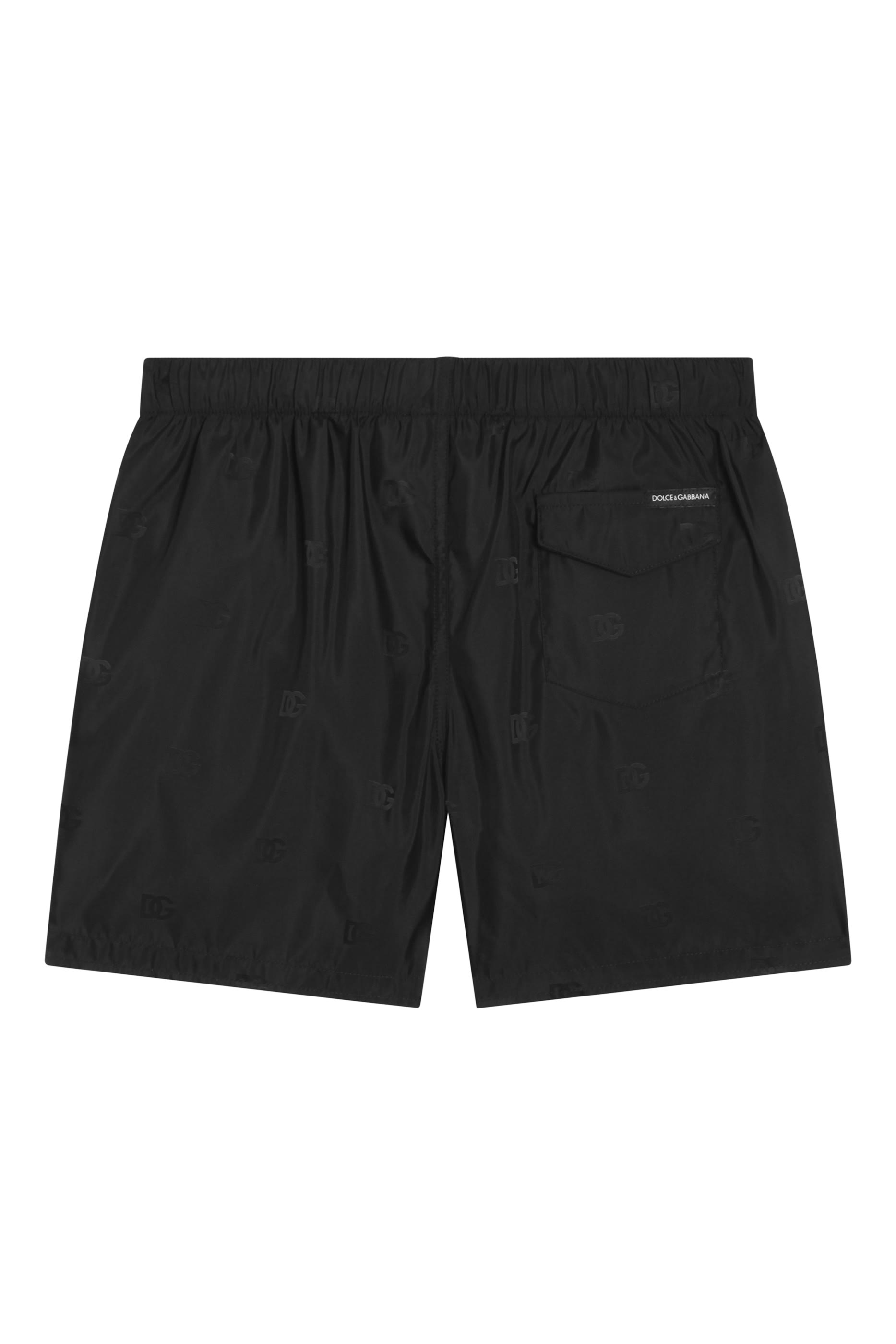 شورت سباحة بنقشة حرفي شعار الماركة للأطفال