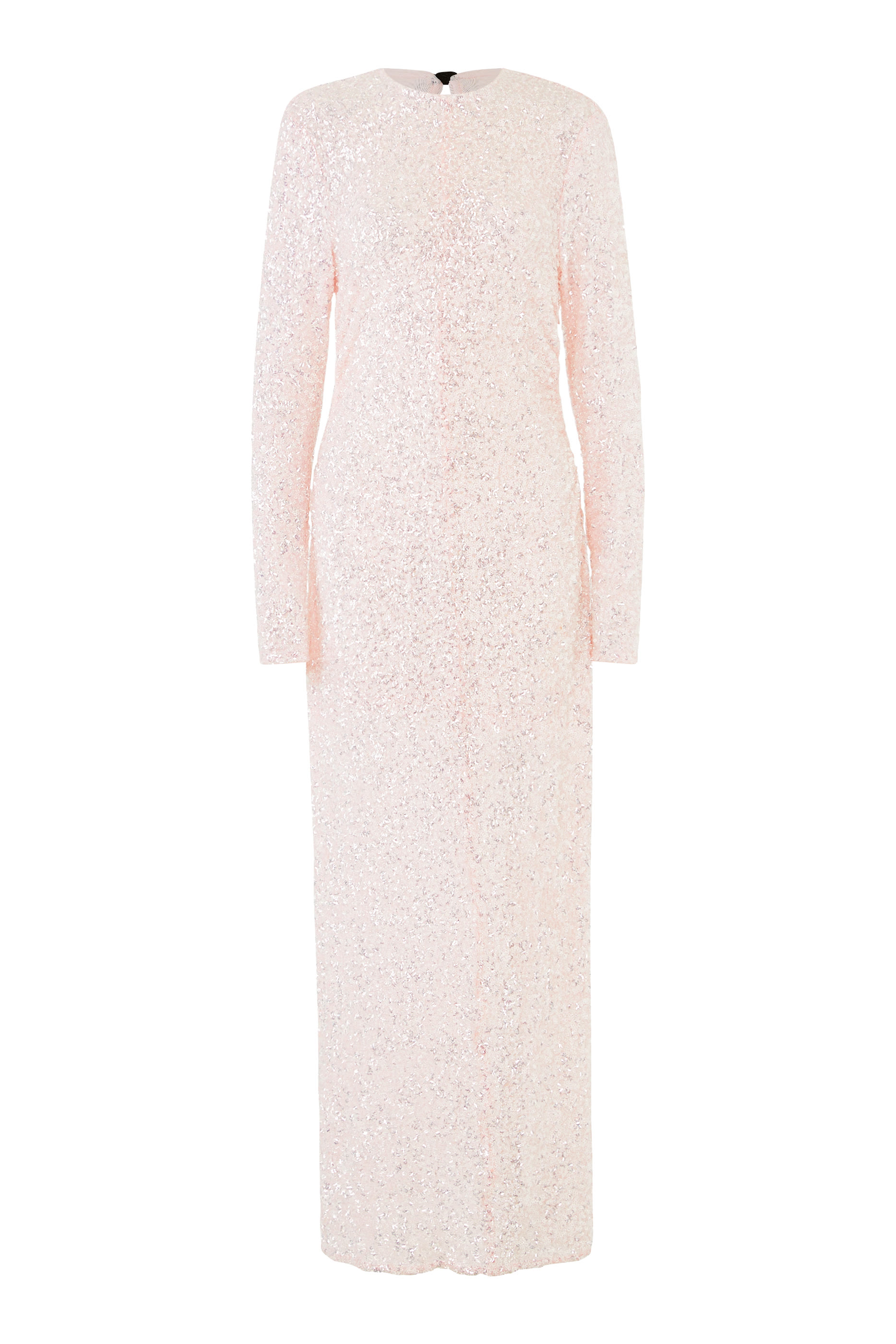 فستان طويل مطرز بترتر بارز الملمس