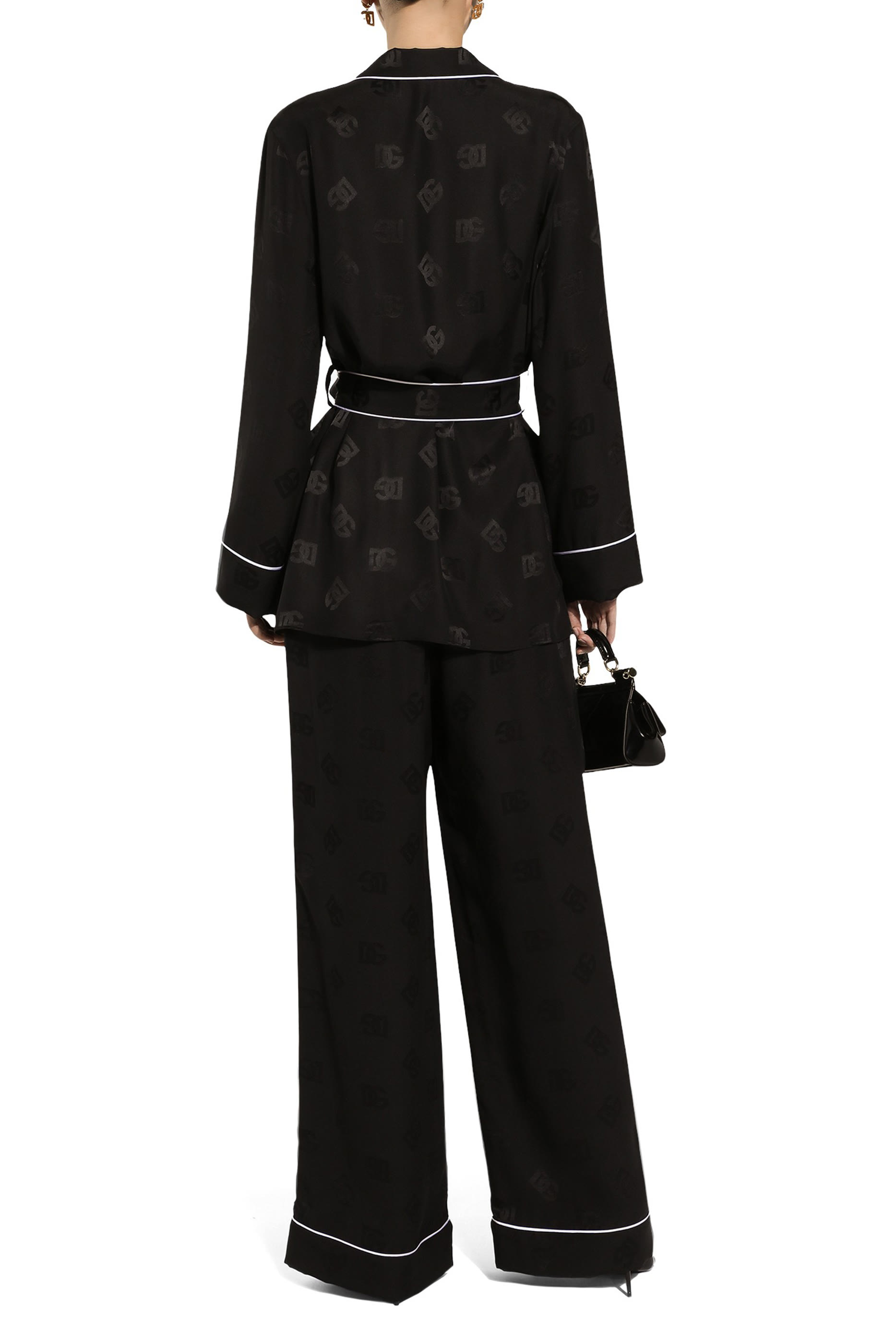 قميص بيجامة حرير ستان جاكار