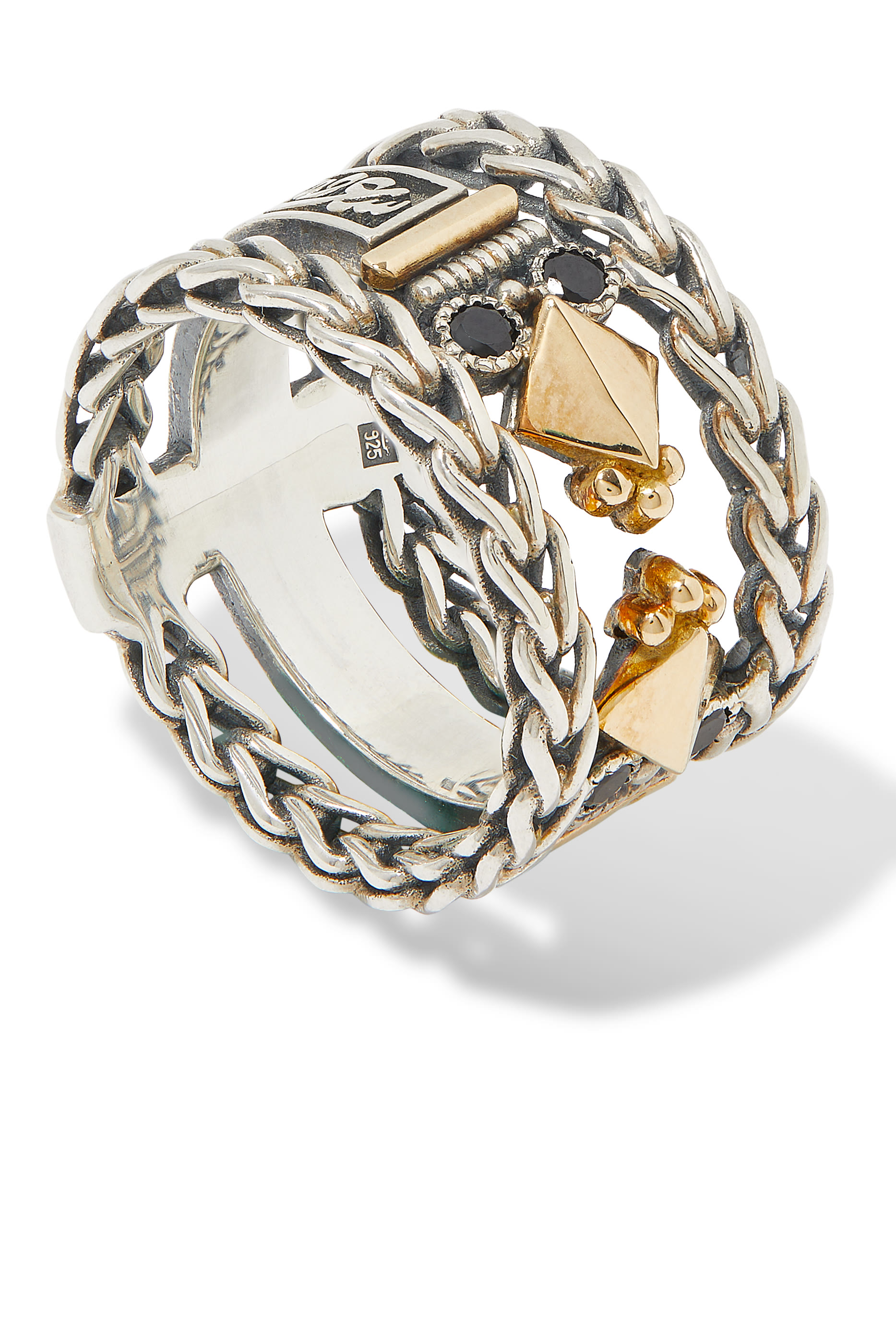 خاتم تراث بتصميم سلسلة رومانية بالتورمالين، ذهب أصفر عيار 18 قيراط وفضة إسترلينية