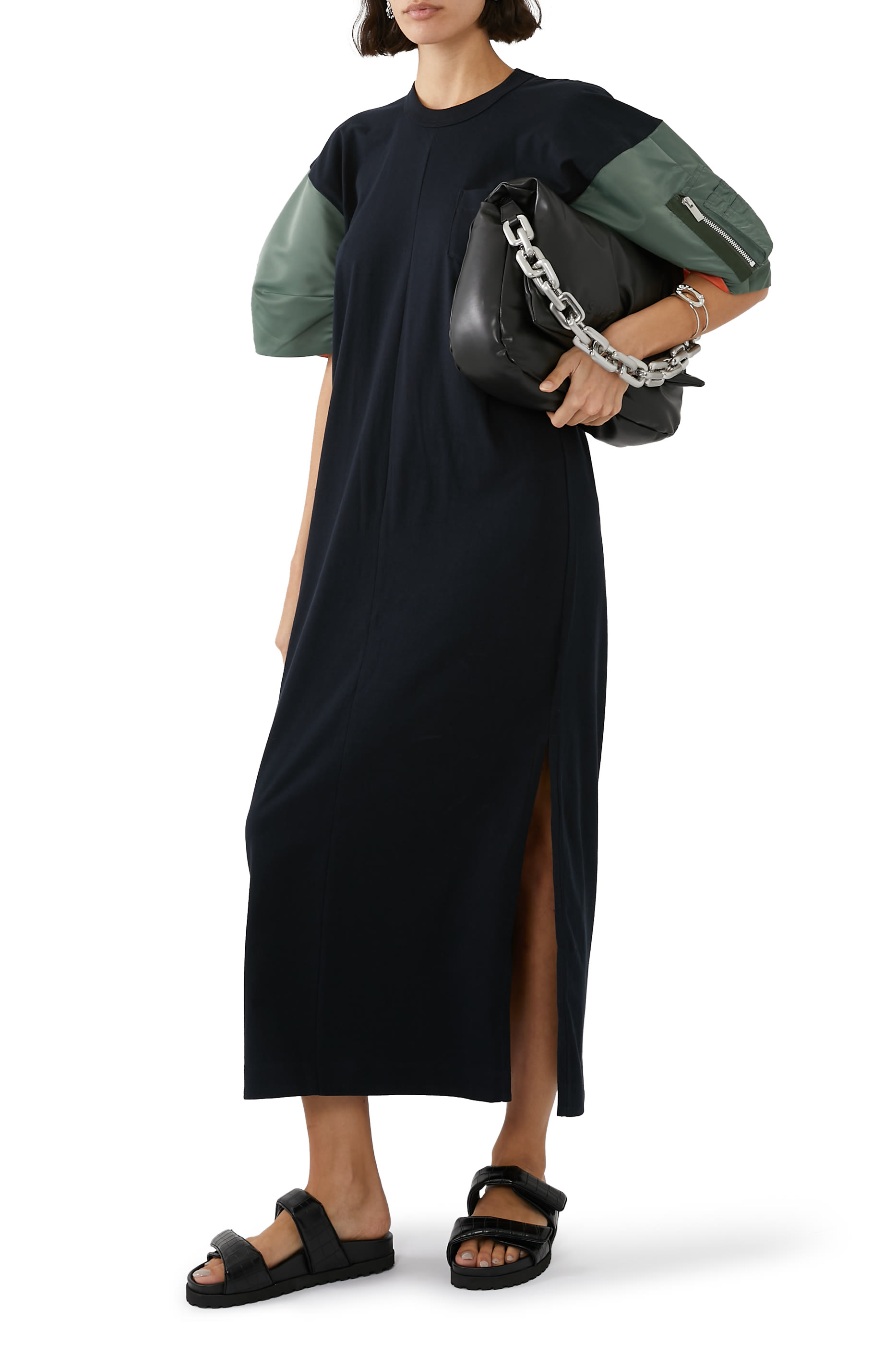 فستان نايلون تويل X قطن جيرسيه