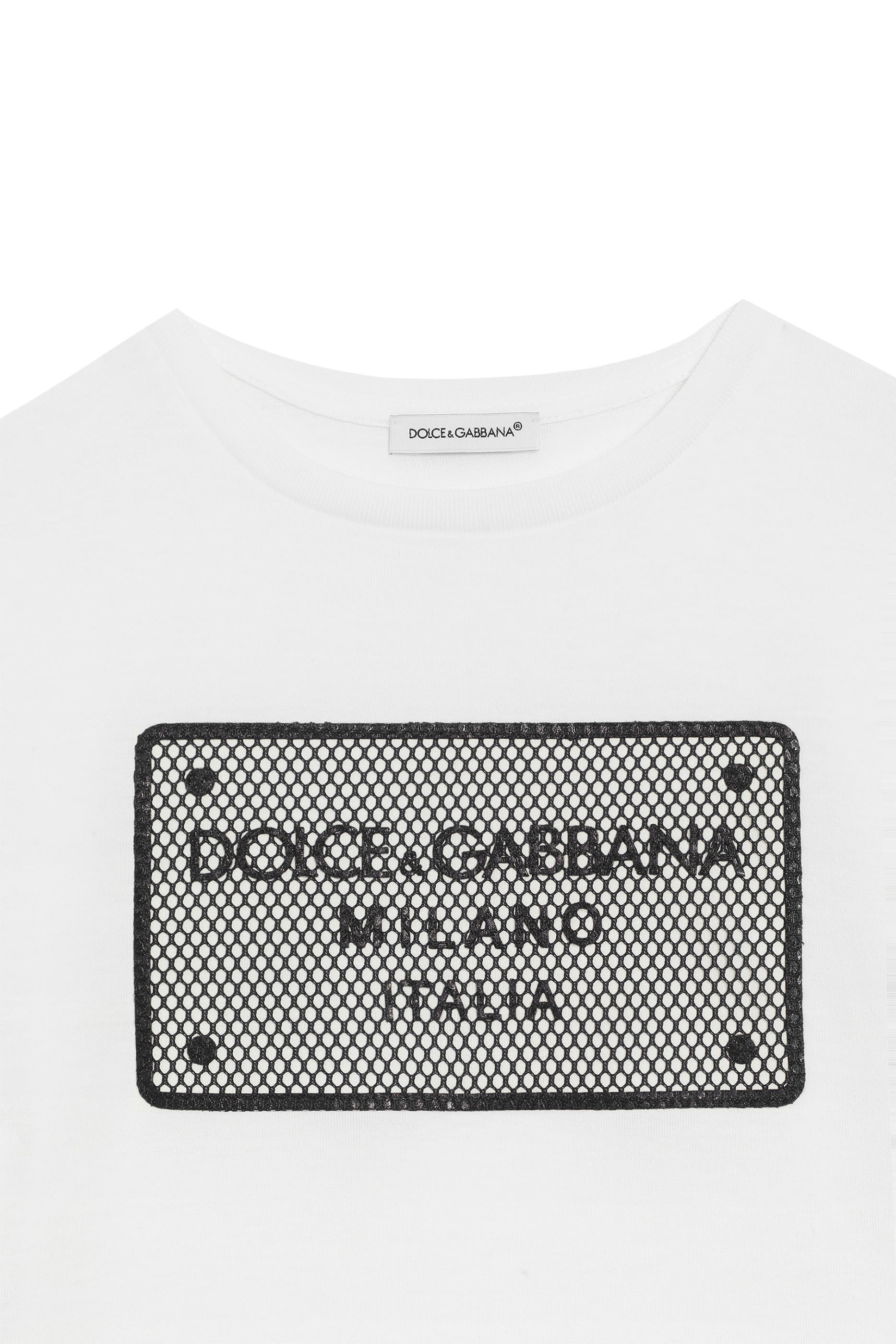 تيشيرت بياقة ضيقة بشعار الماركة للأطفال