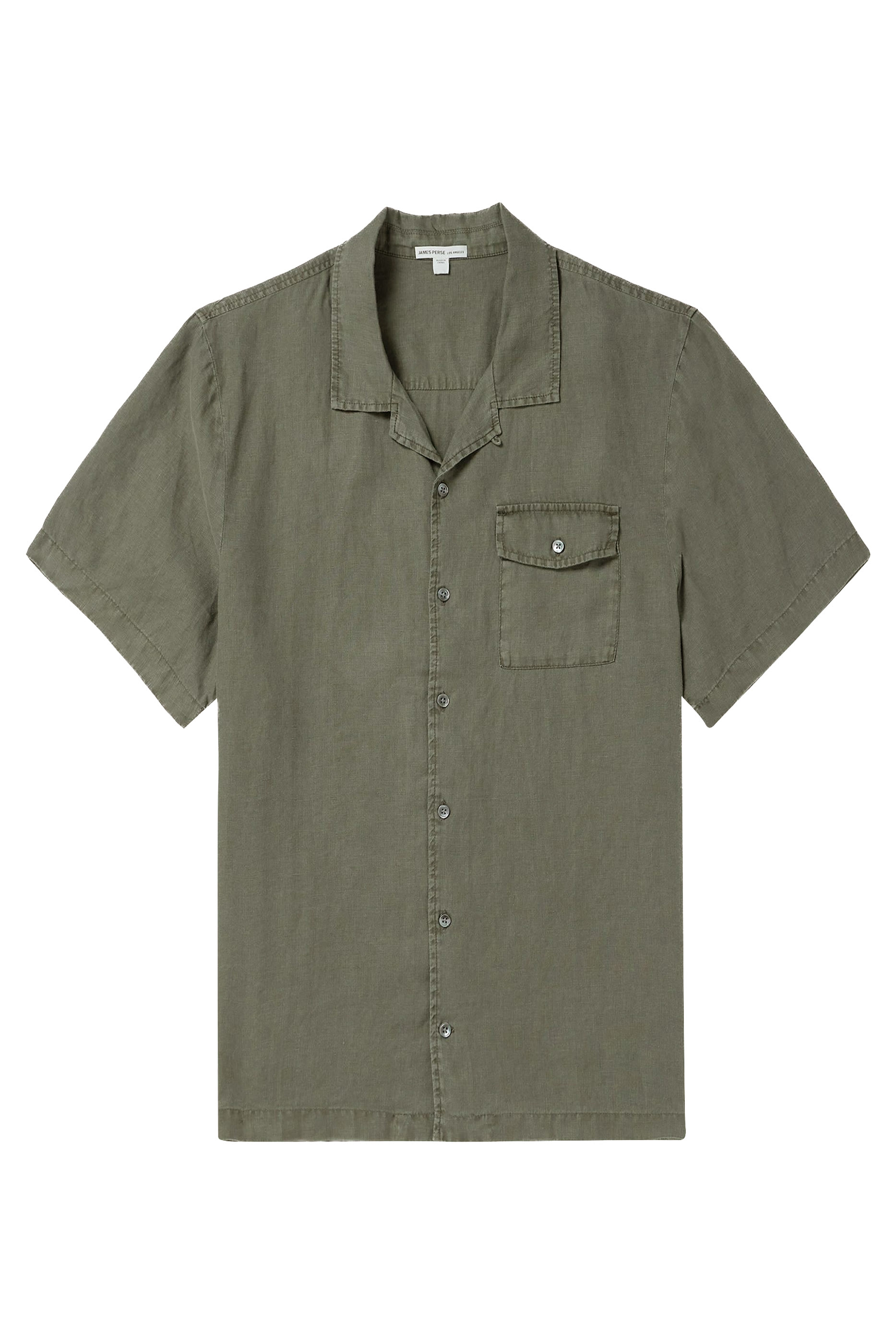 قميص بجيب وأكمام قصيرة كتان