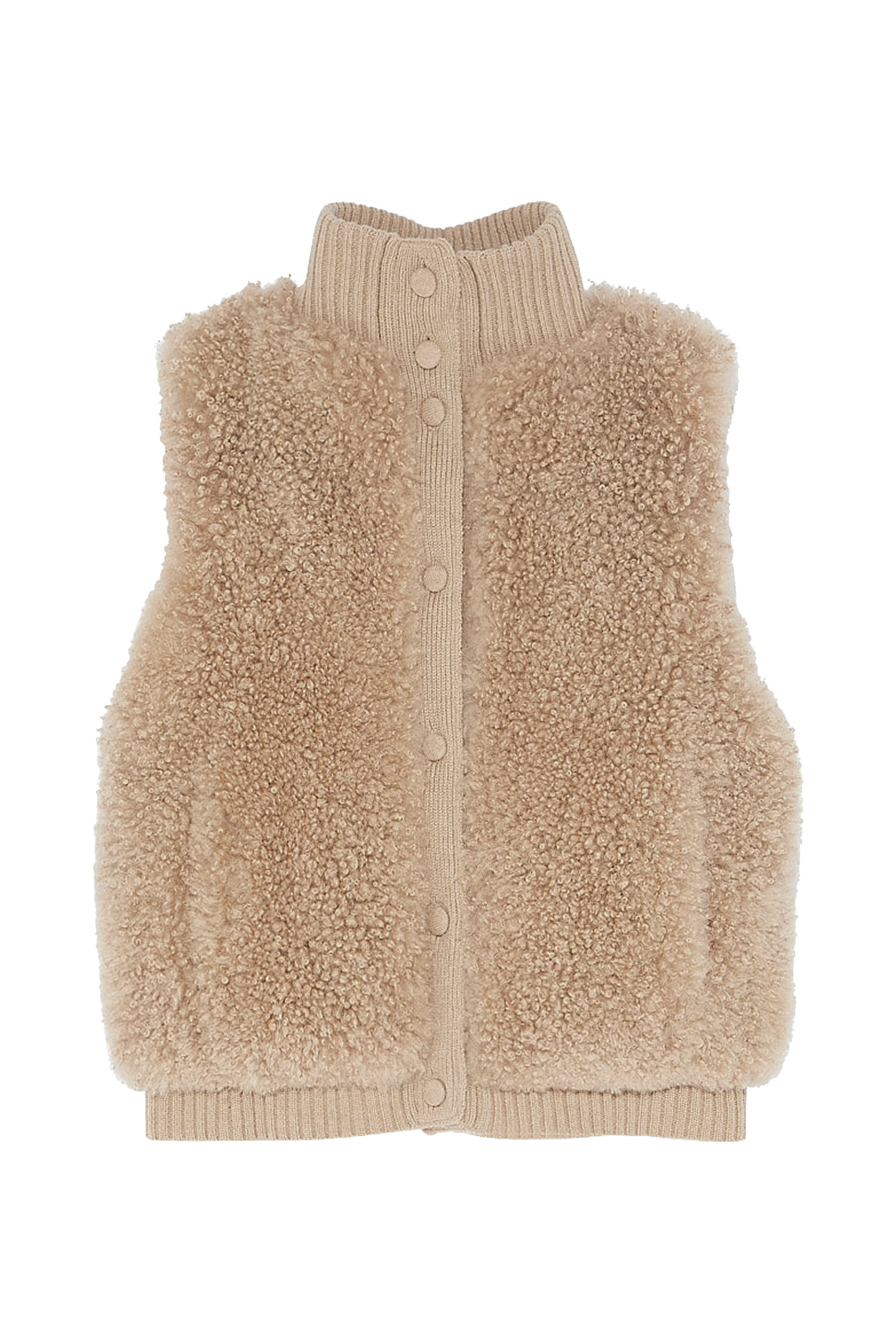 جيليه ميرينو قصير منسوج جلد حمل