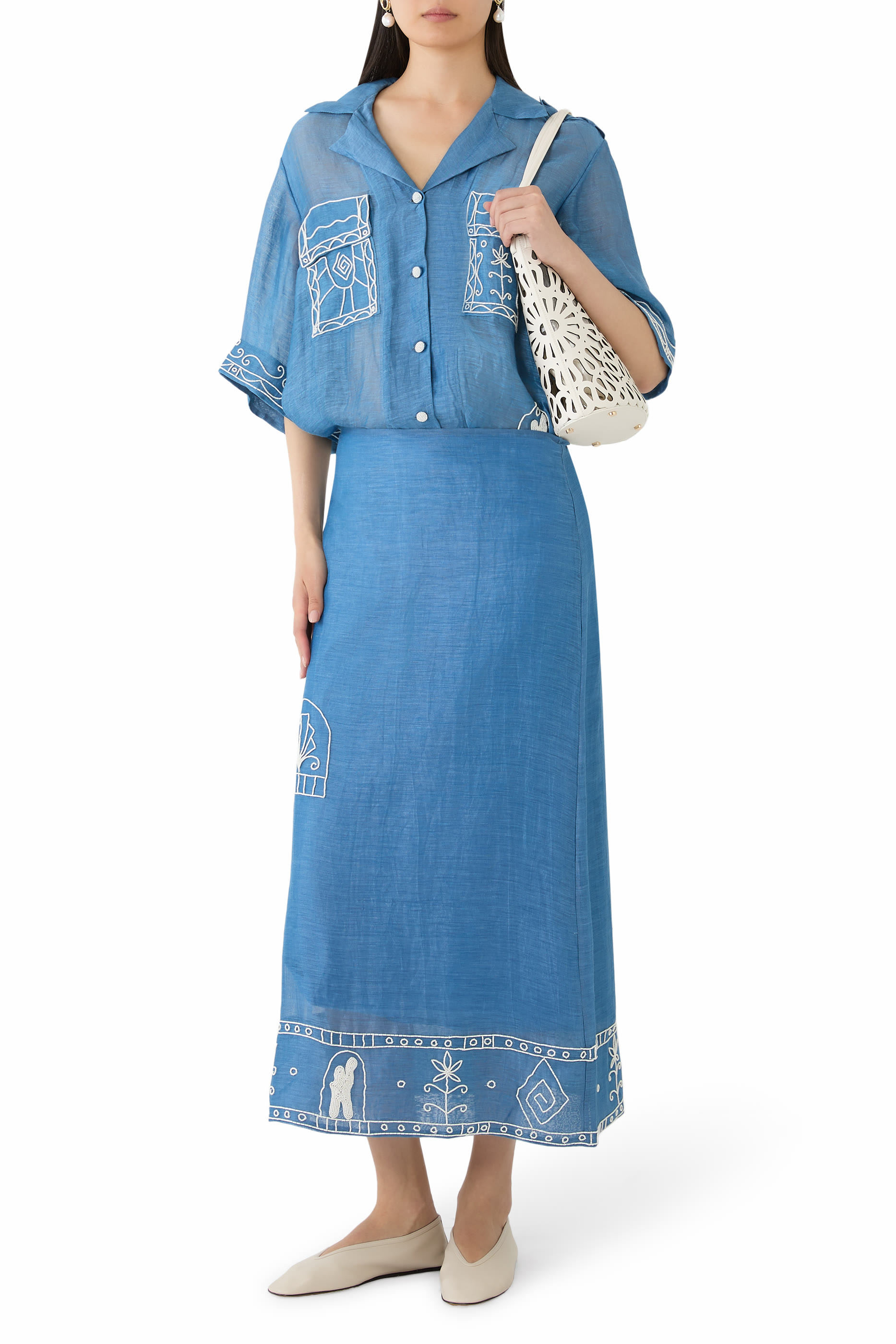 تنورة ياسمين مطرزة