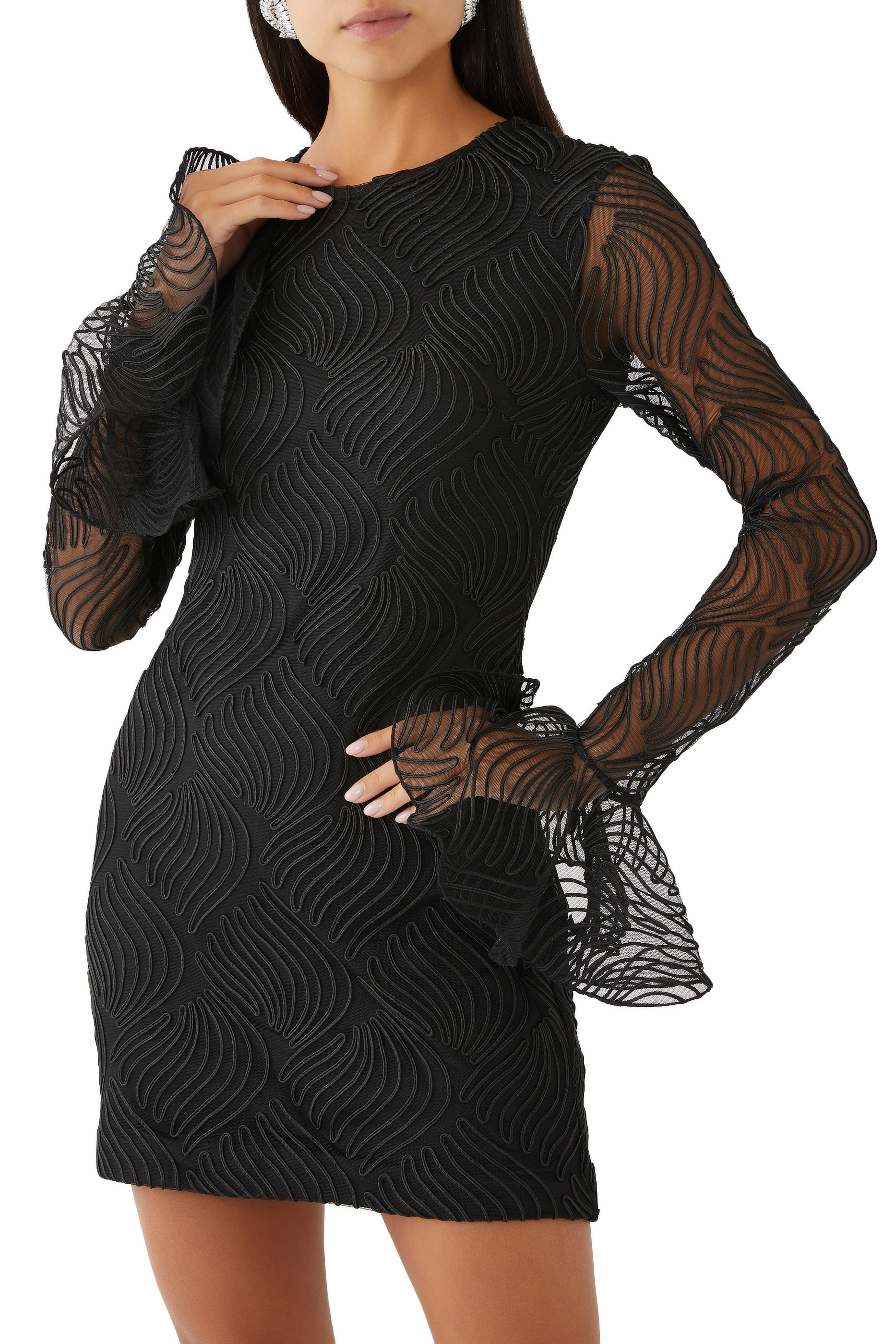 فستان شايني قصير بكشكش