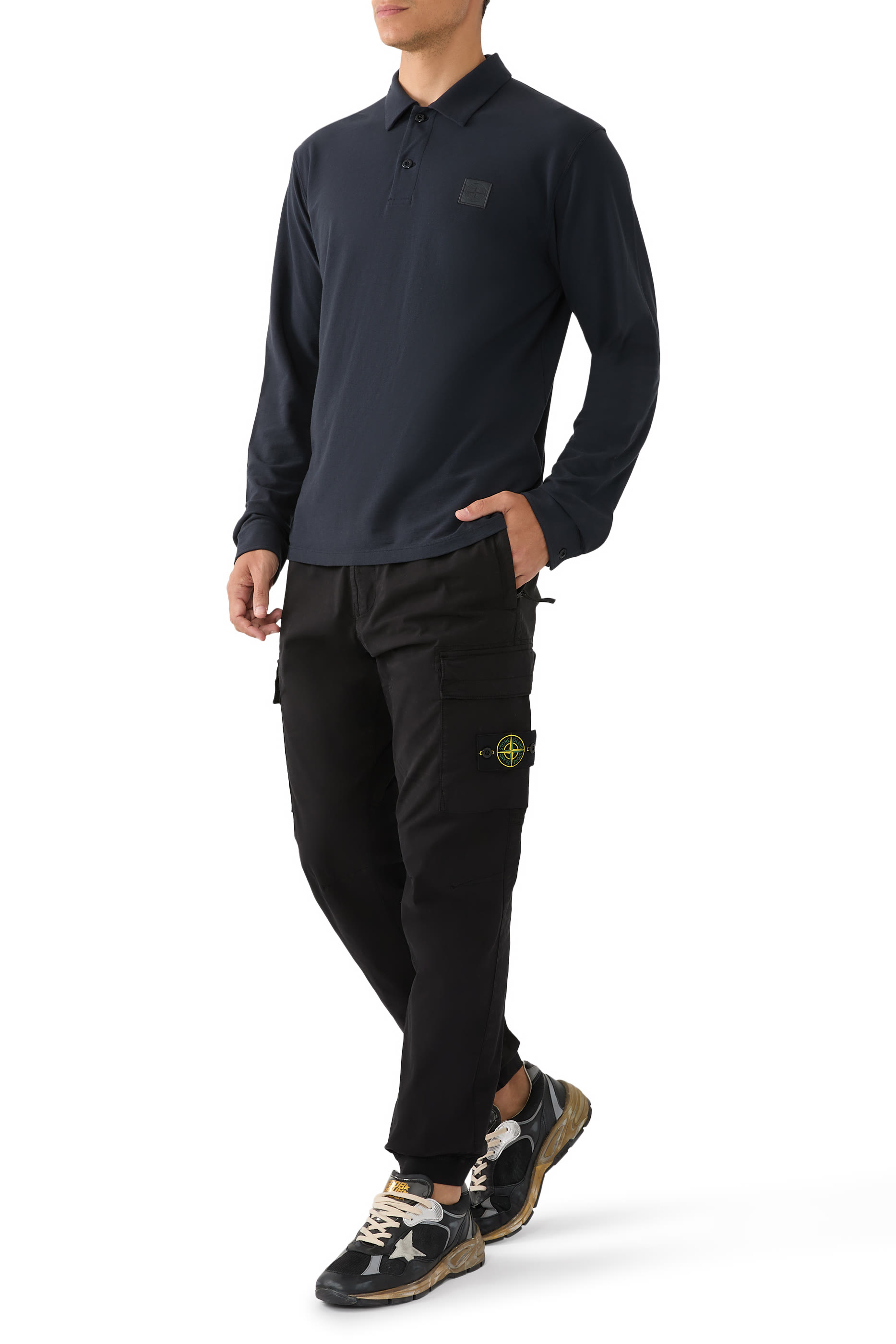 قميص بولو غوست برقعة شعار الماركة وأكمام طويلة