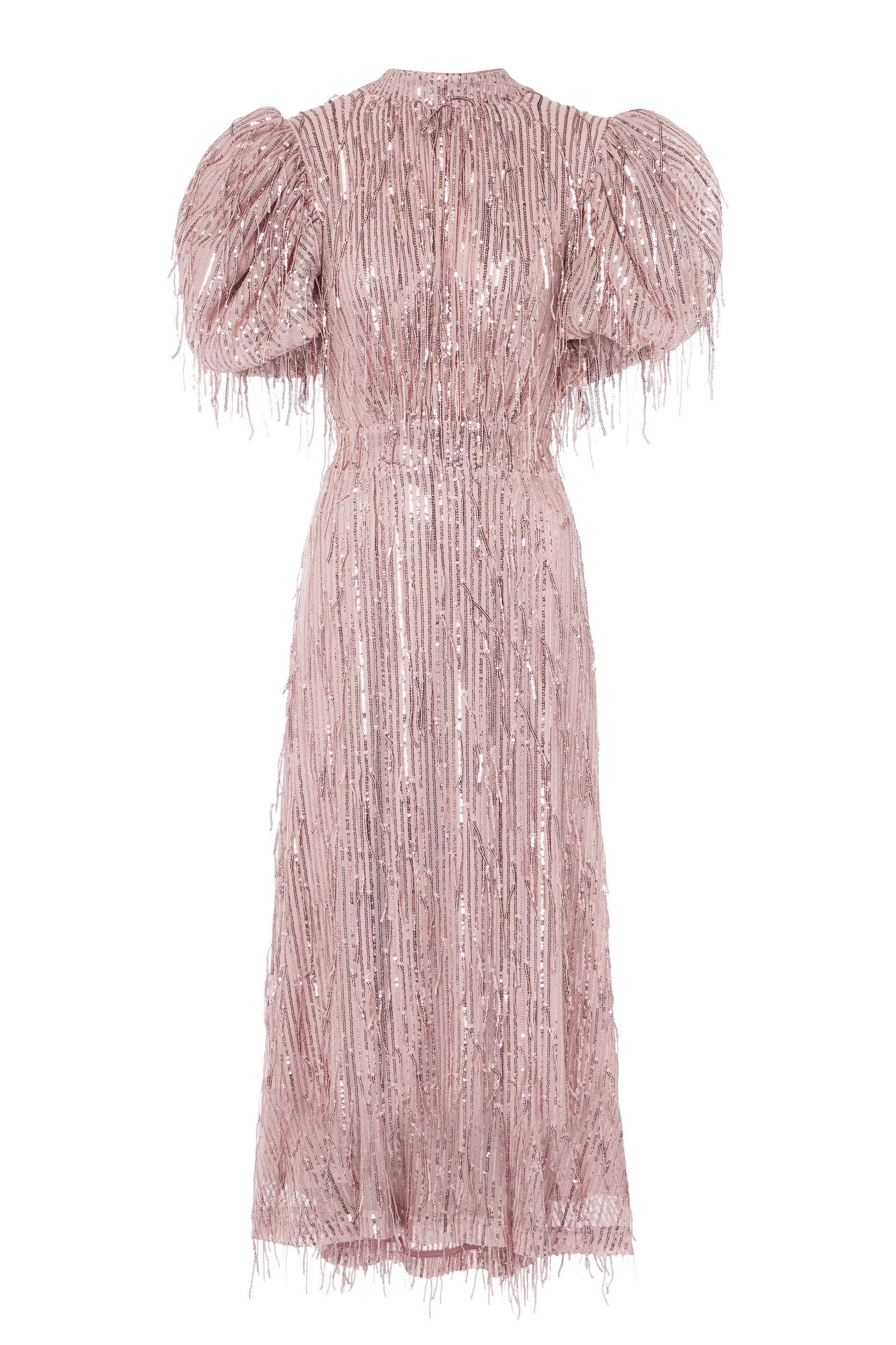 فستان طويل مطرز بالترتر