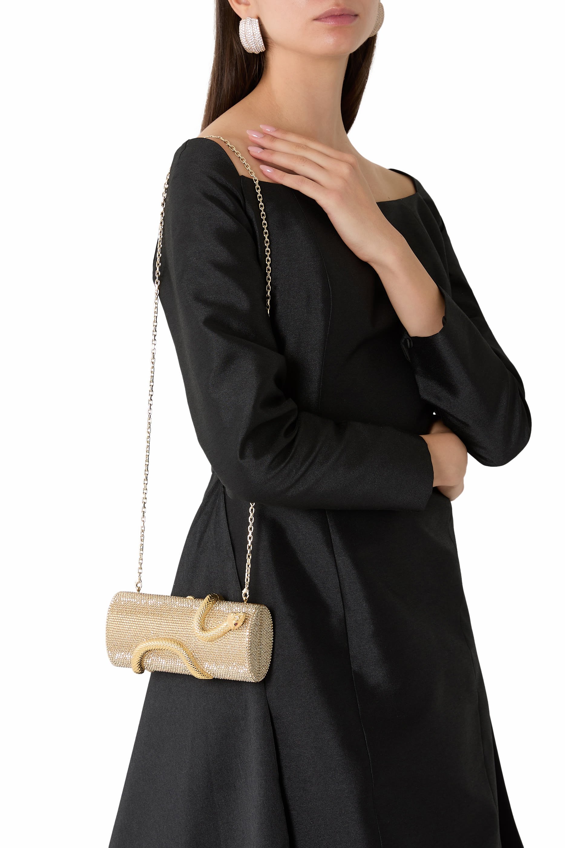 كلاتش سبايرل بنقشة أفعى مرصع بركريستال