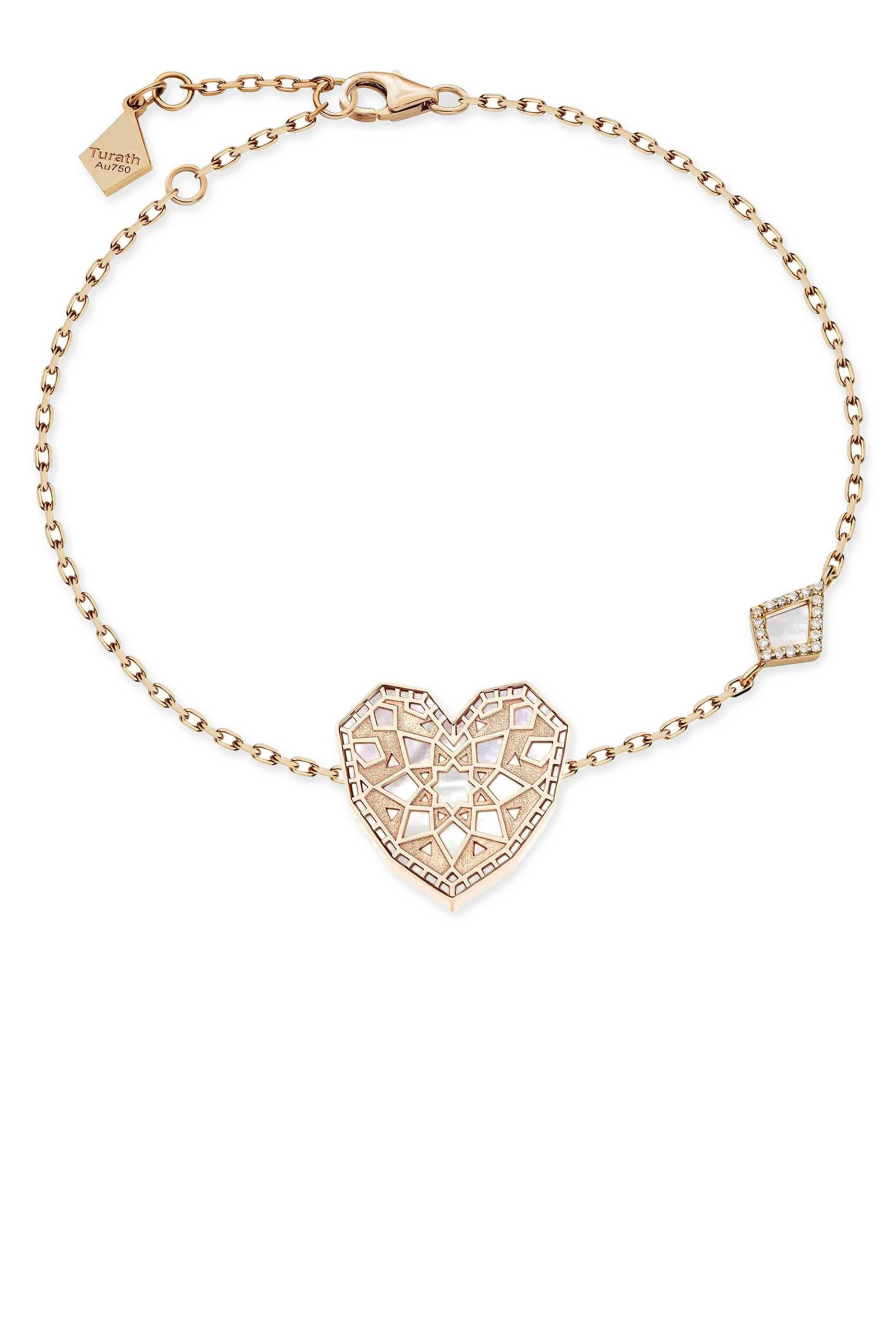 سوار صغير قلب تراث مرصع بالماس وعرق اللؤلؤ، ذهب وردي عيار 18