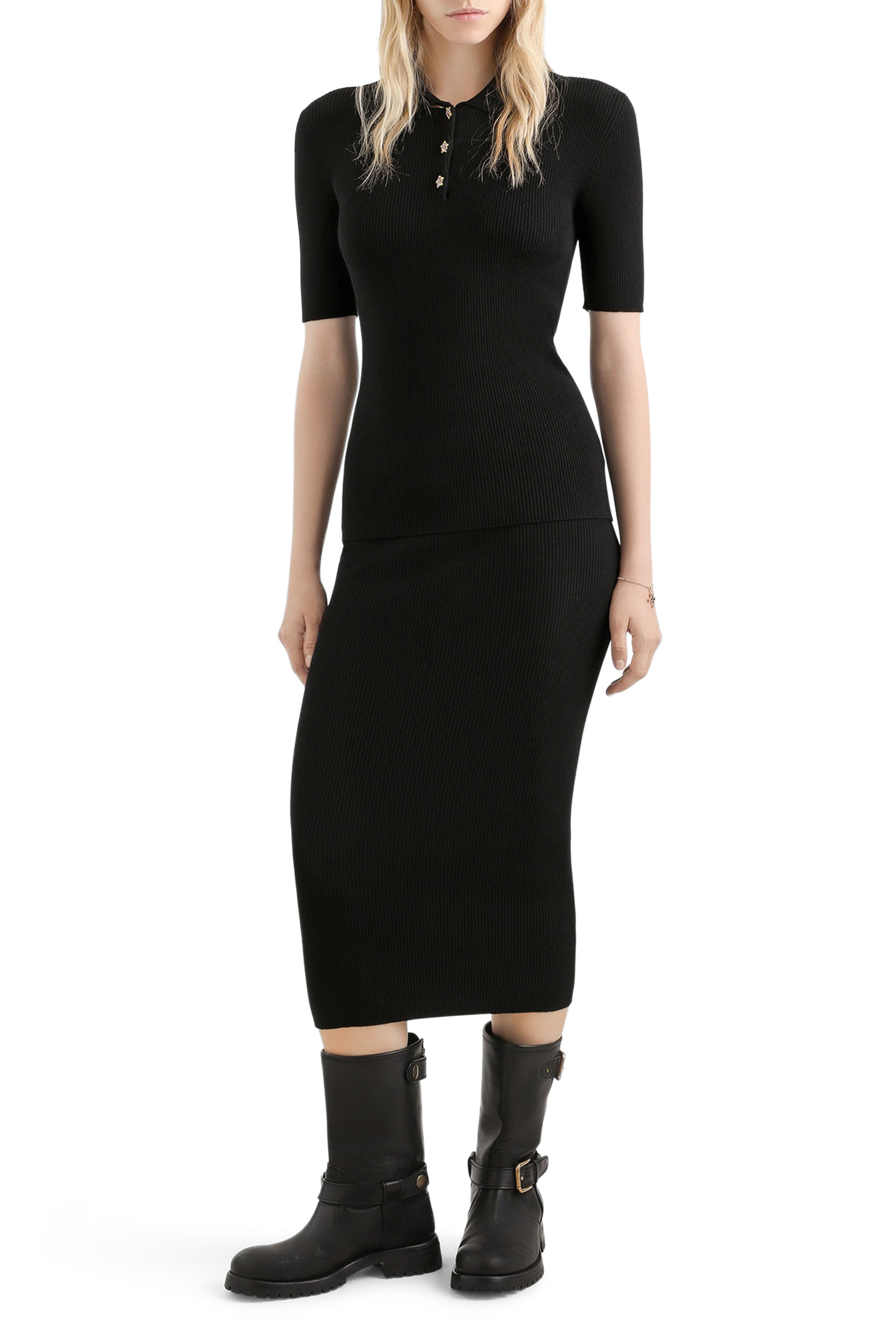 تنورة متوسطة الطول قماش مضلع